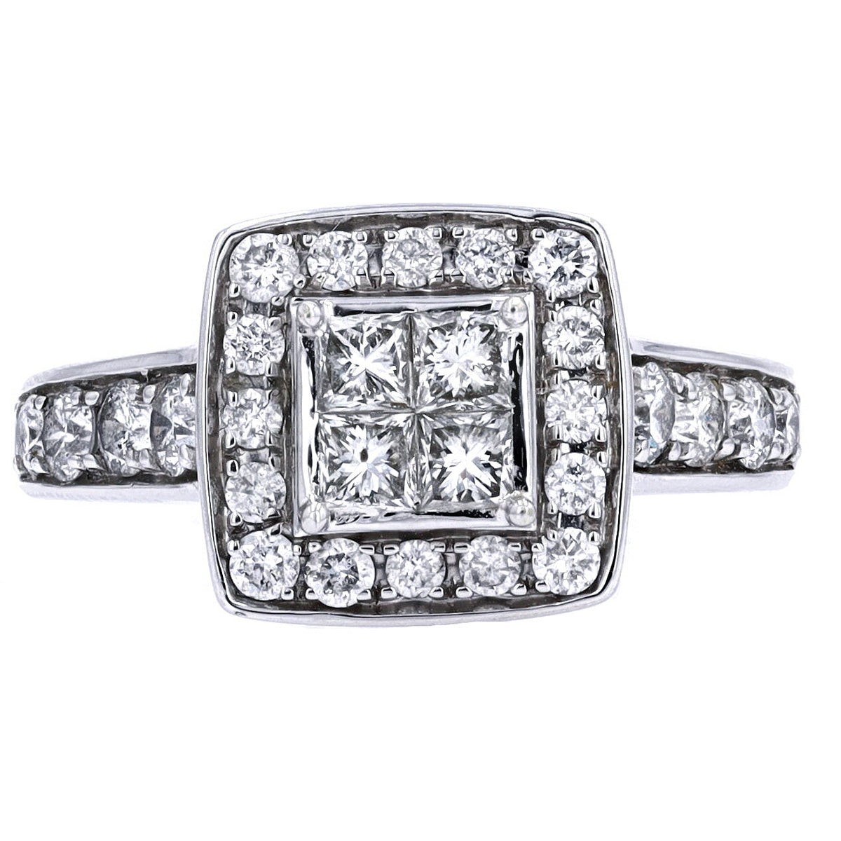 14K WG Four Stone Center Diamond Ring