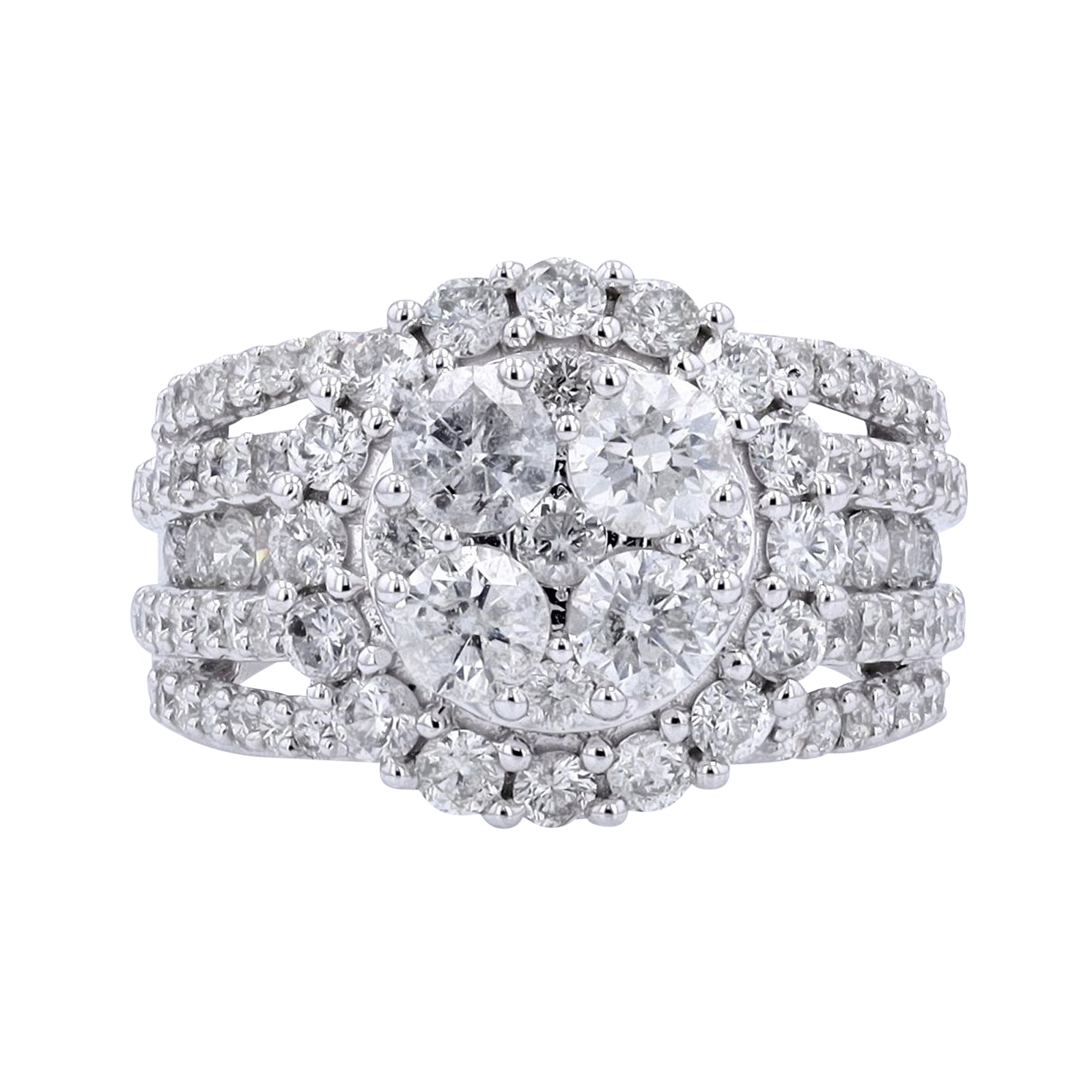 10K WG 3 CTW Diamond Cluster Ring