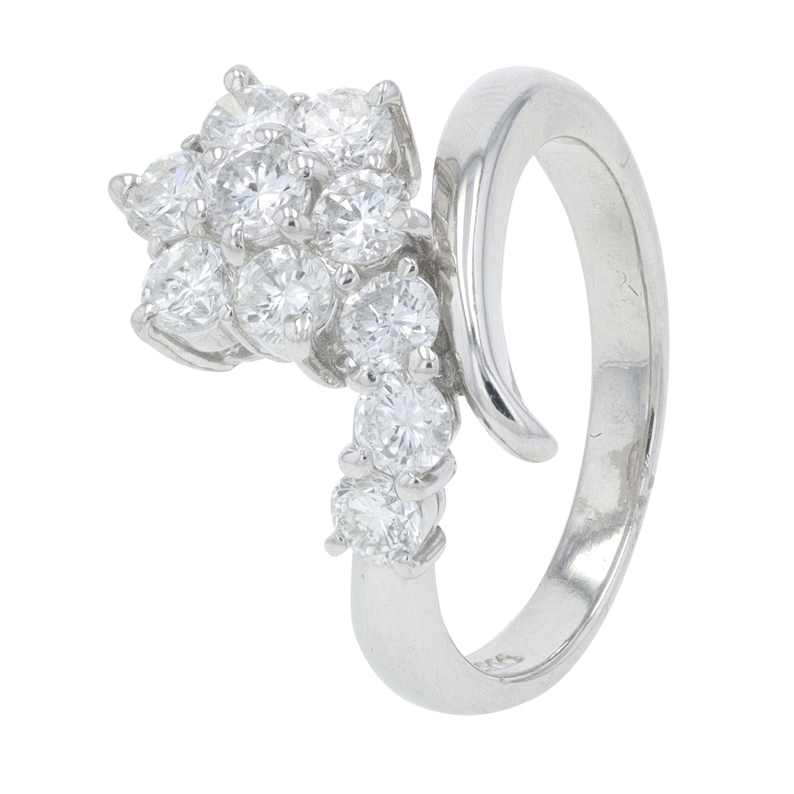 PT900 1.04 CTW Diamond Bypass Flower Ring