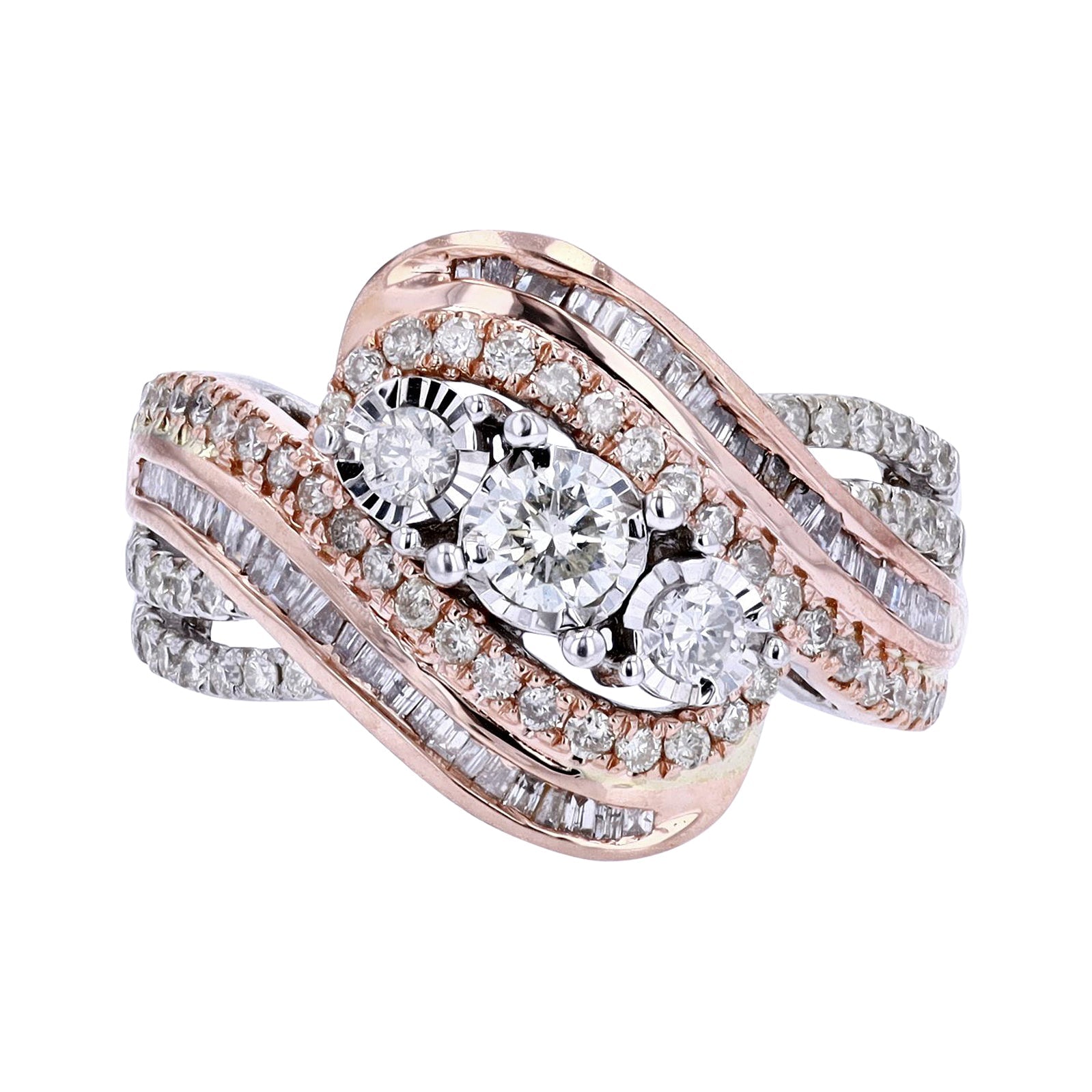 10K 1 CTW Three Stone Diamond Ring<p><strong>More Colors Available</p></strong>