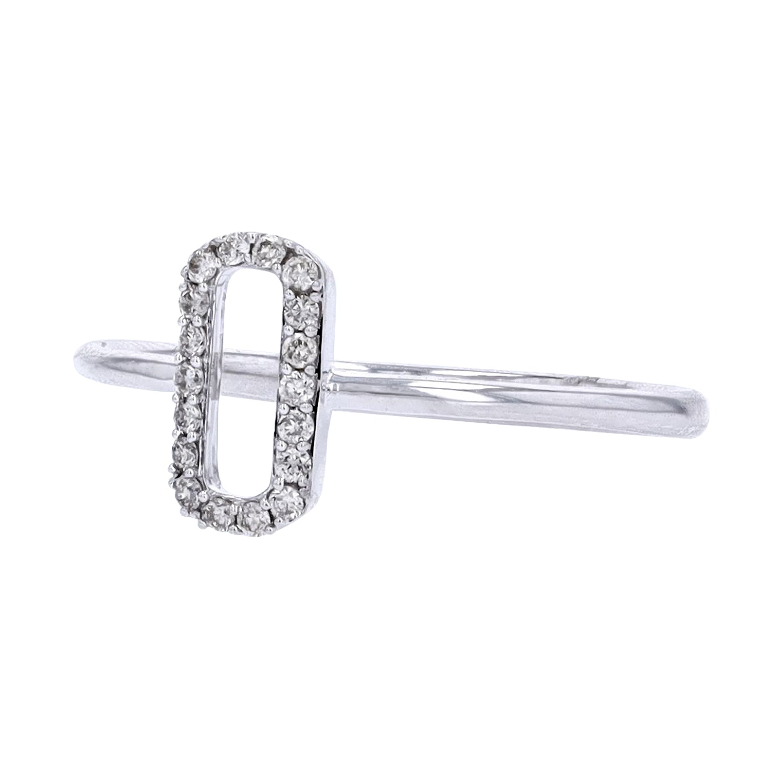 14K WG Open Oval Diamond Ring