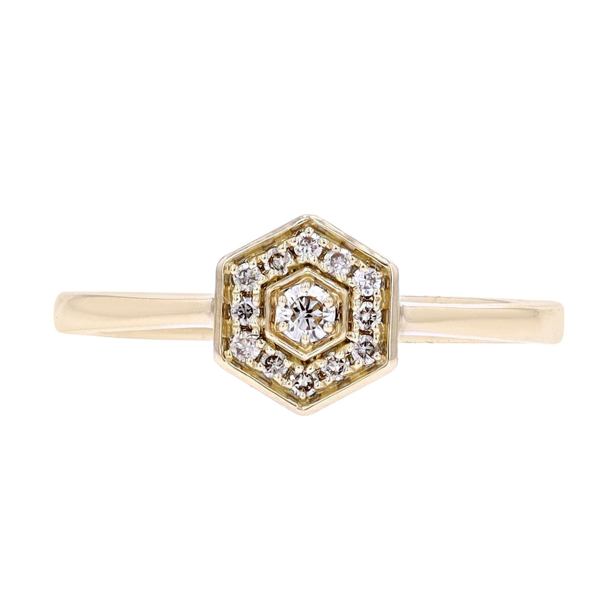 14K YG Diamond Hexagon Ring