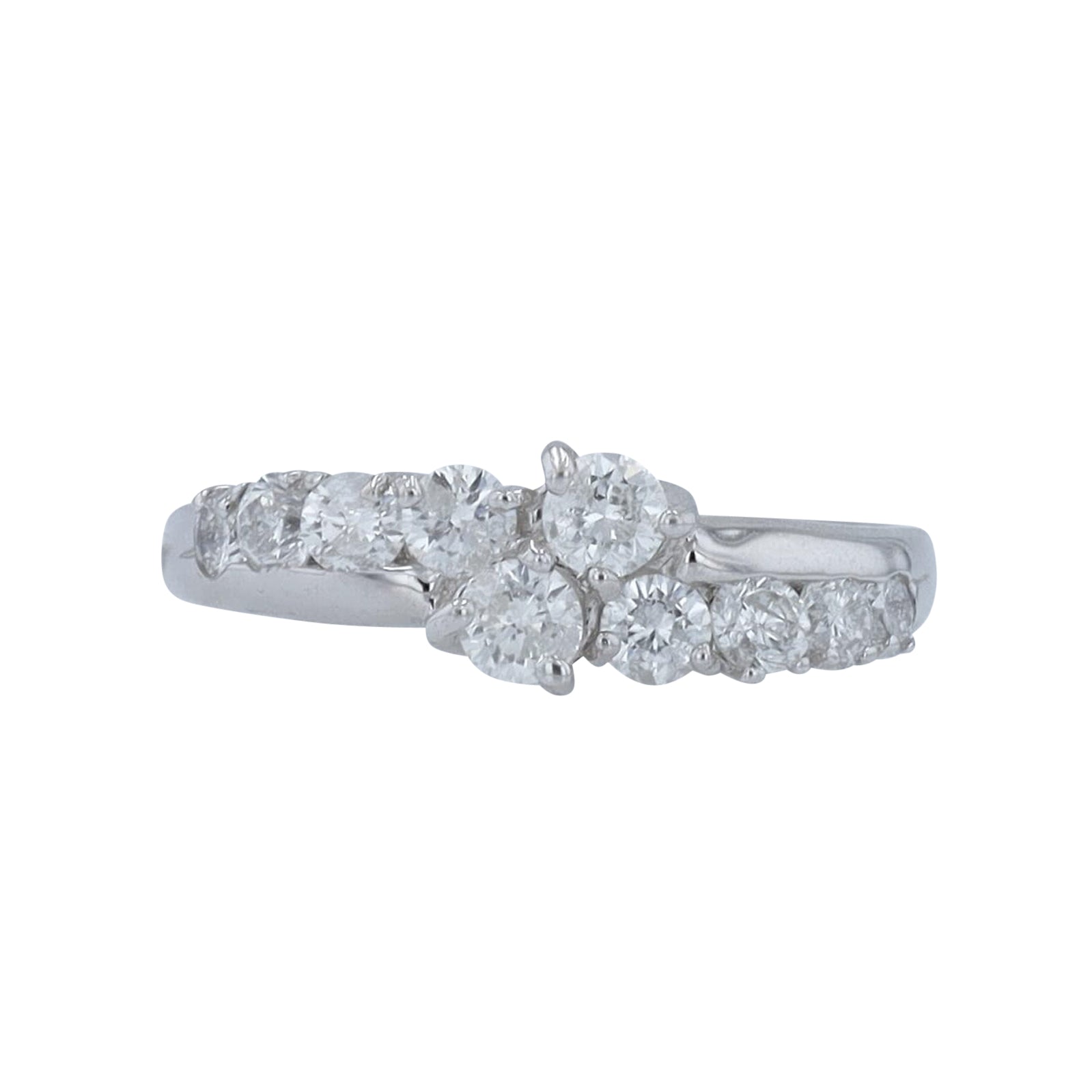 18K WG 1 CTW Diamond Crossover Ring