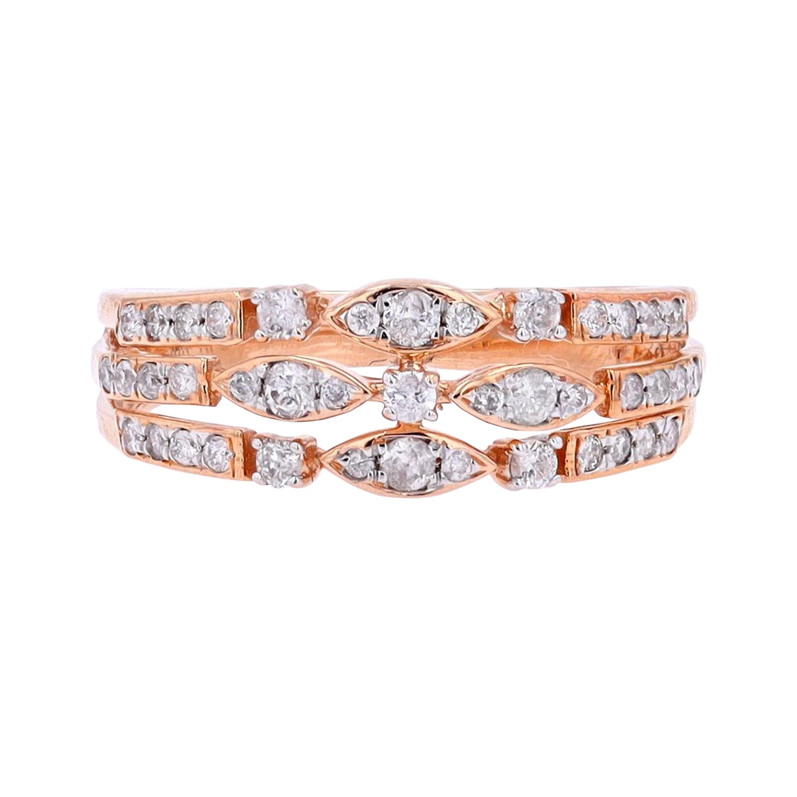 10K RG Multi-Row Diamond Band