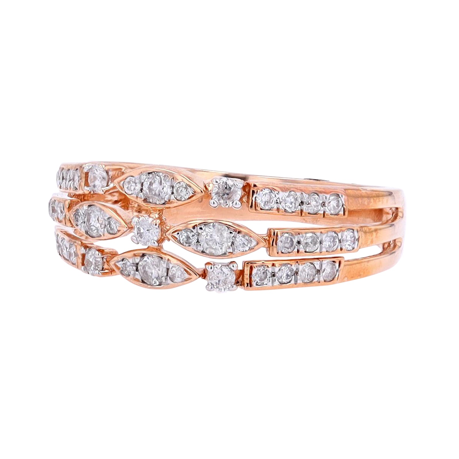 10K RG Multi-Row Diamond Band