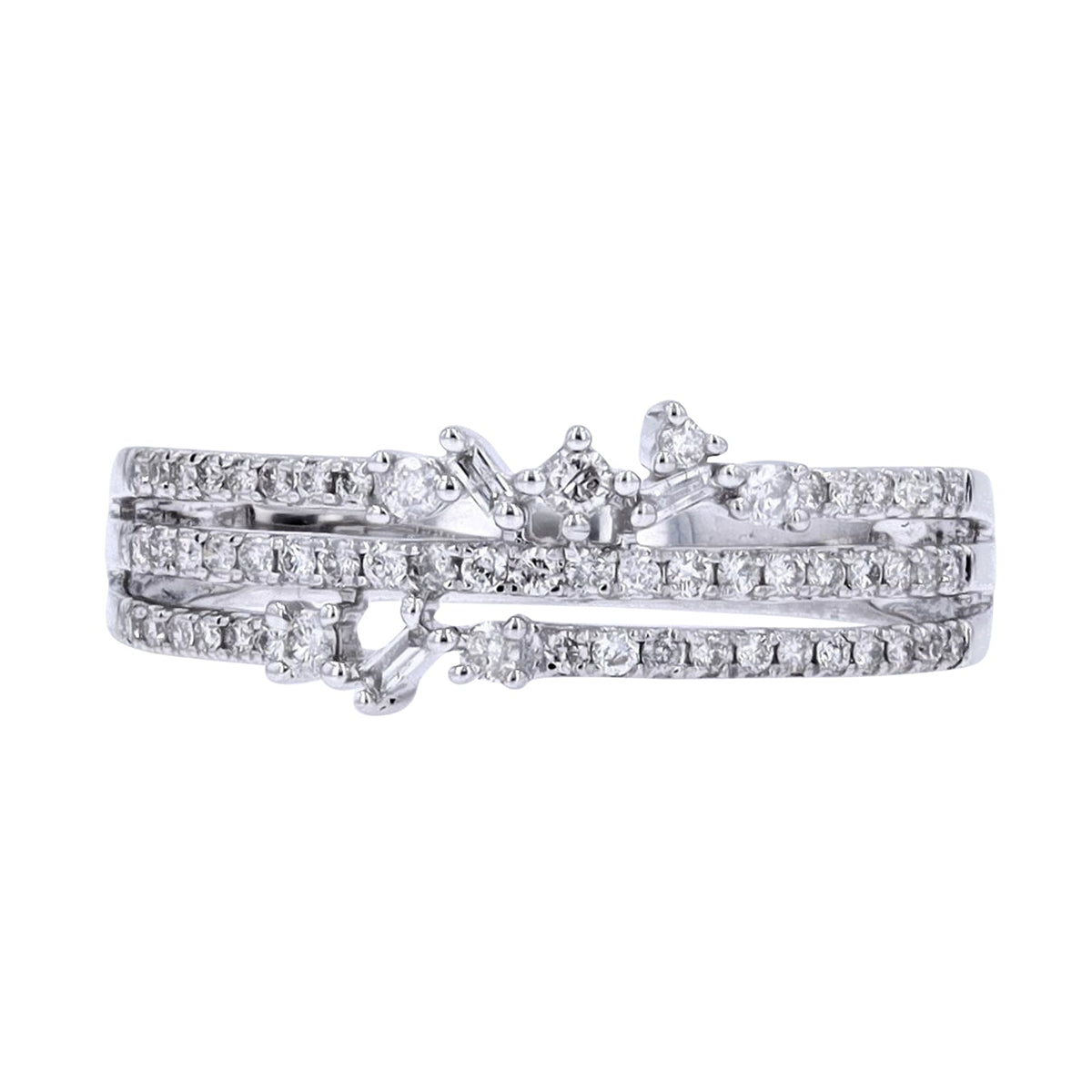 14K WG Diamond Triple Band Ring