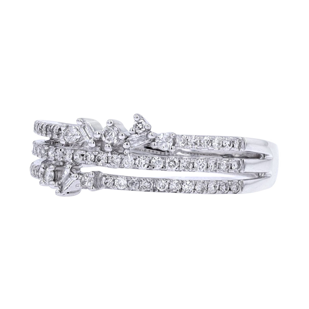 14K WG Diamond Triple Band Ring