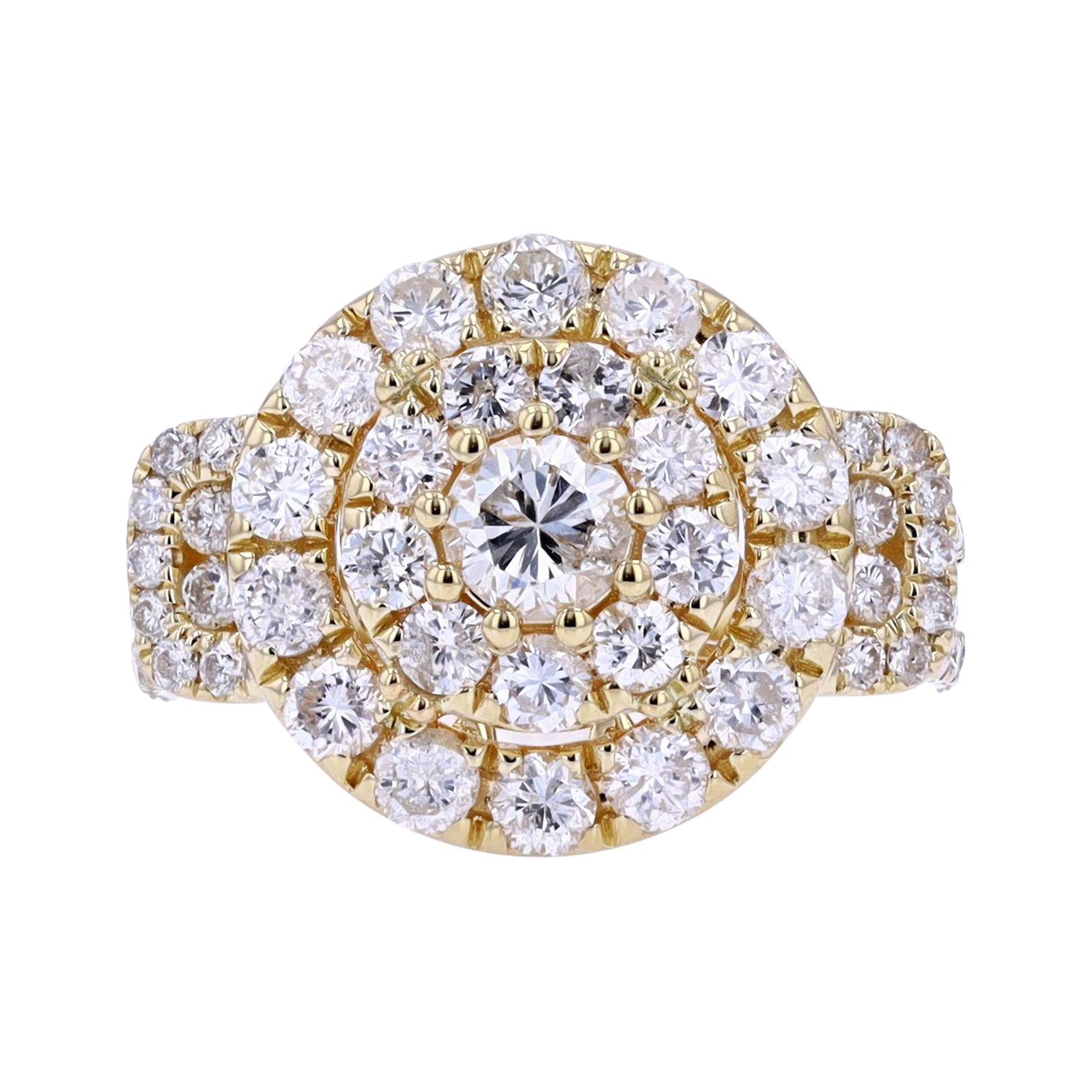 14K 3 CTW Diamond Cluster Ring with 0.50 CTR