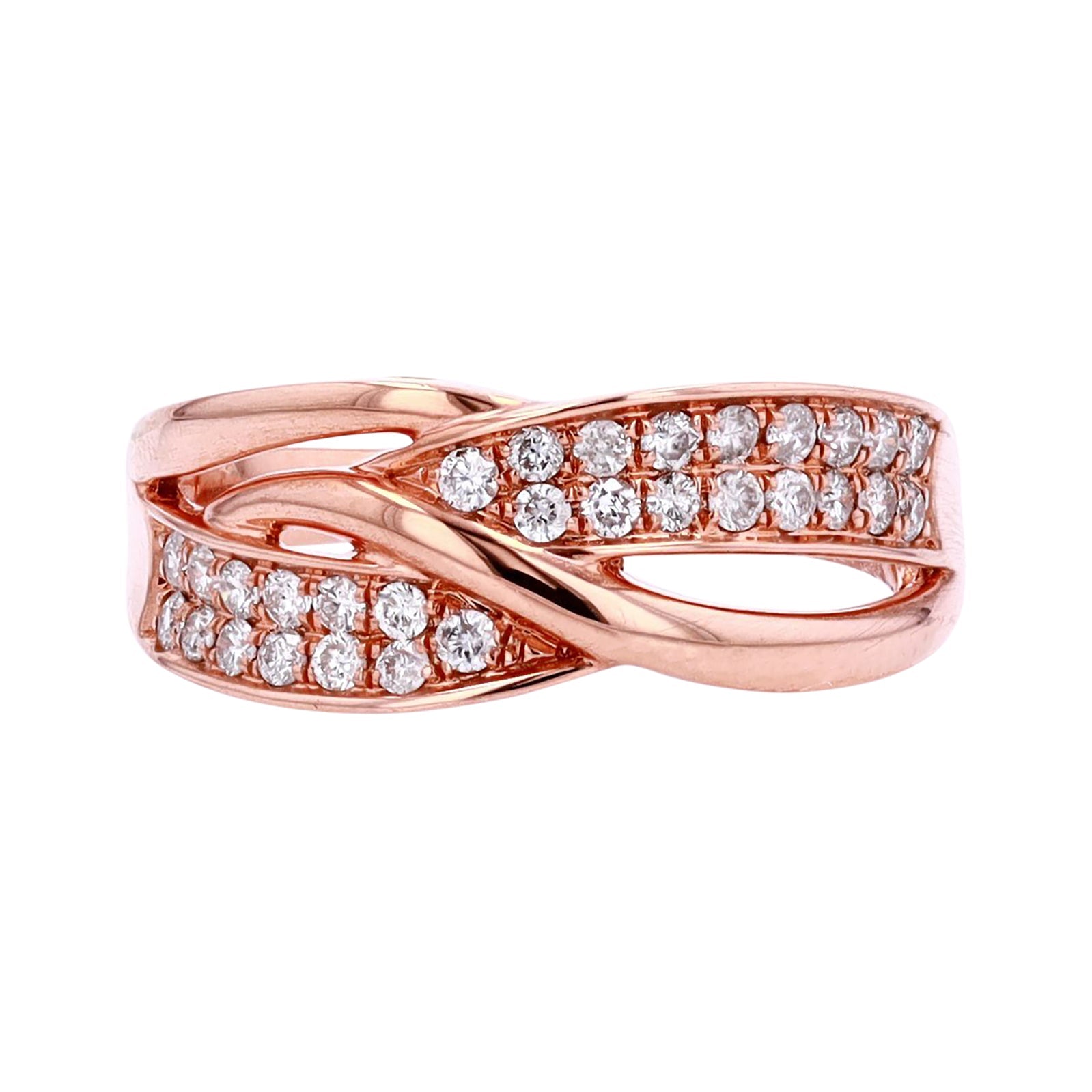 10K RG Crossover Diamond Ring