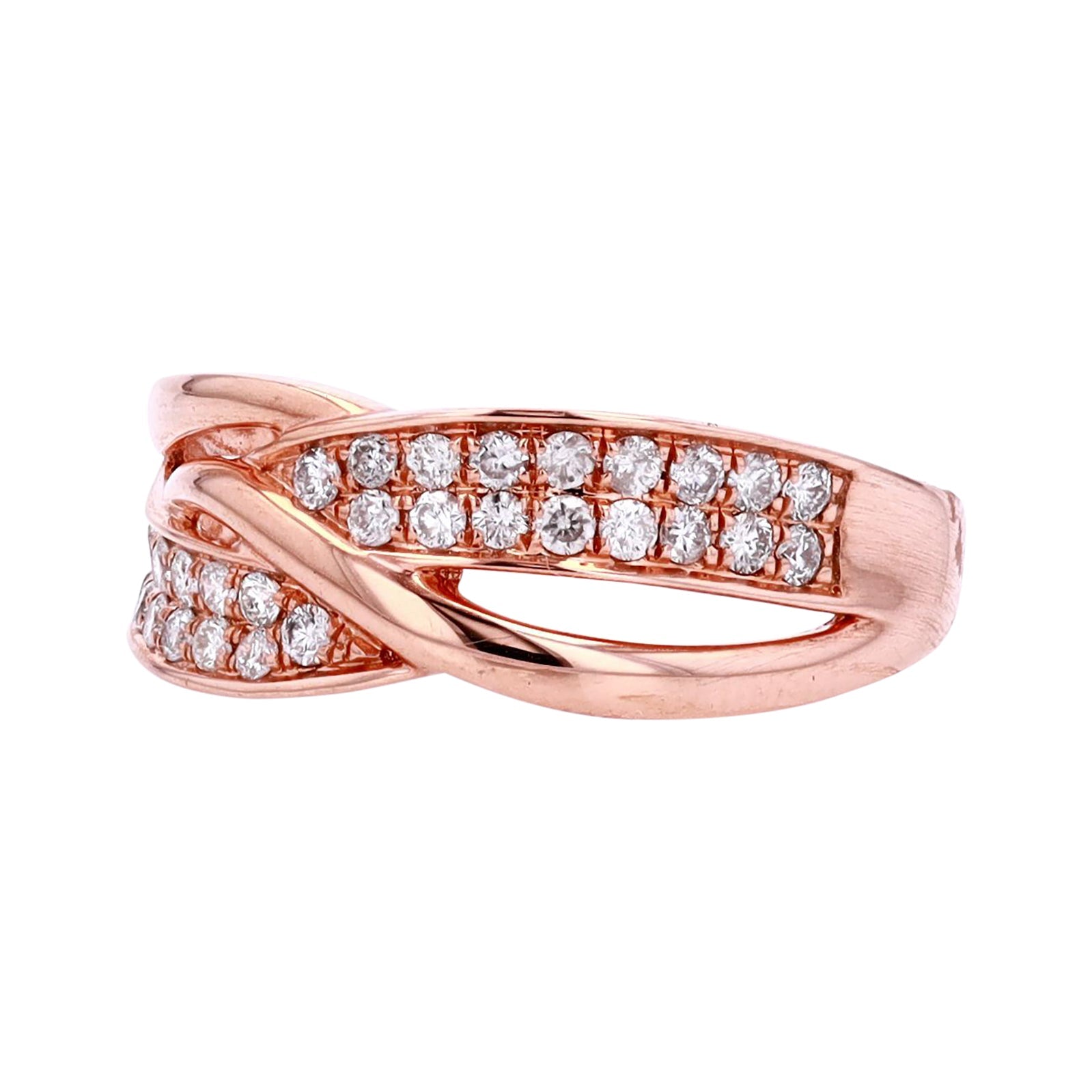 10K RG Crossover Diamond Ring