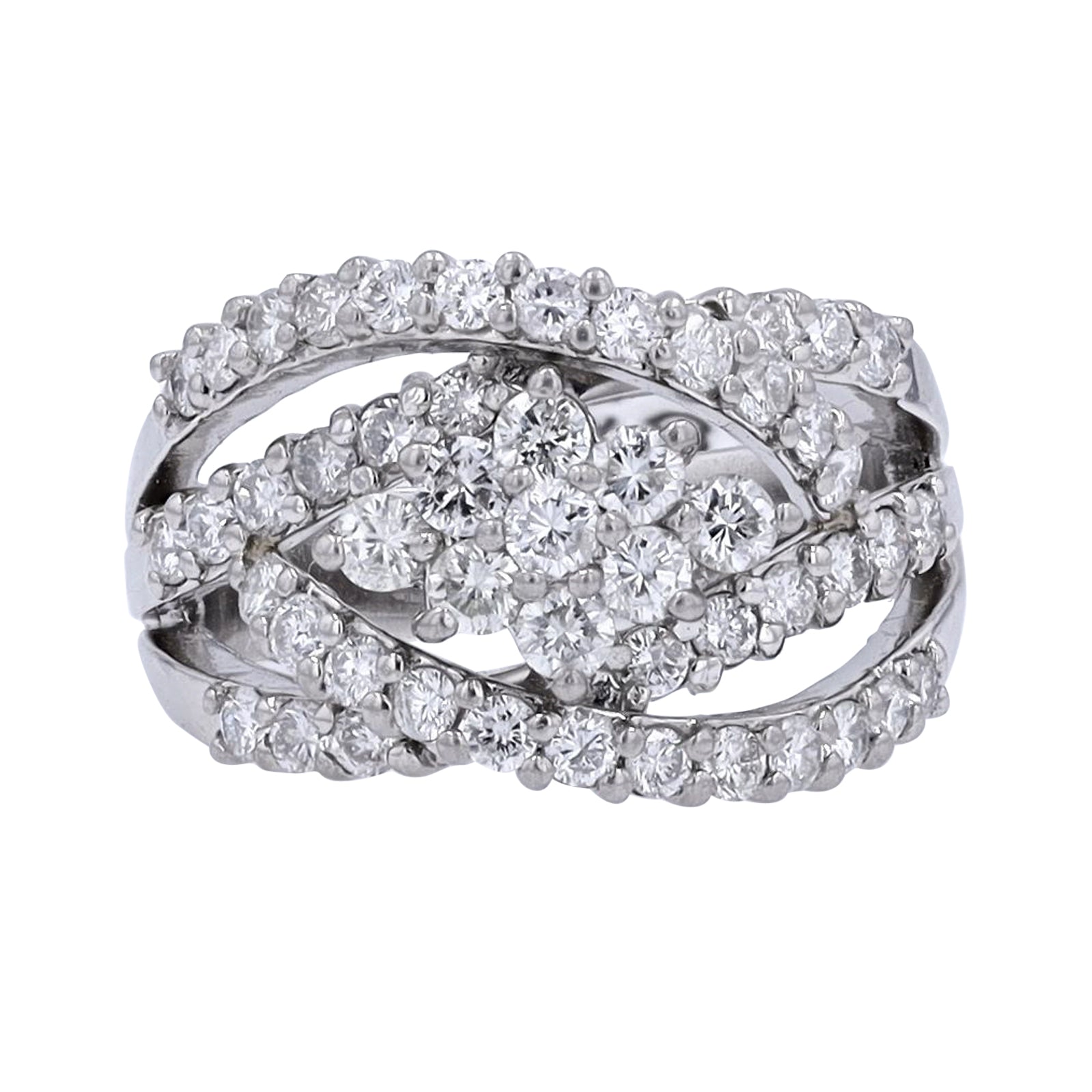 PT900 1.27 CTW Diamond Crossover Ring