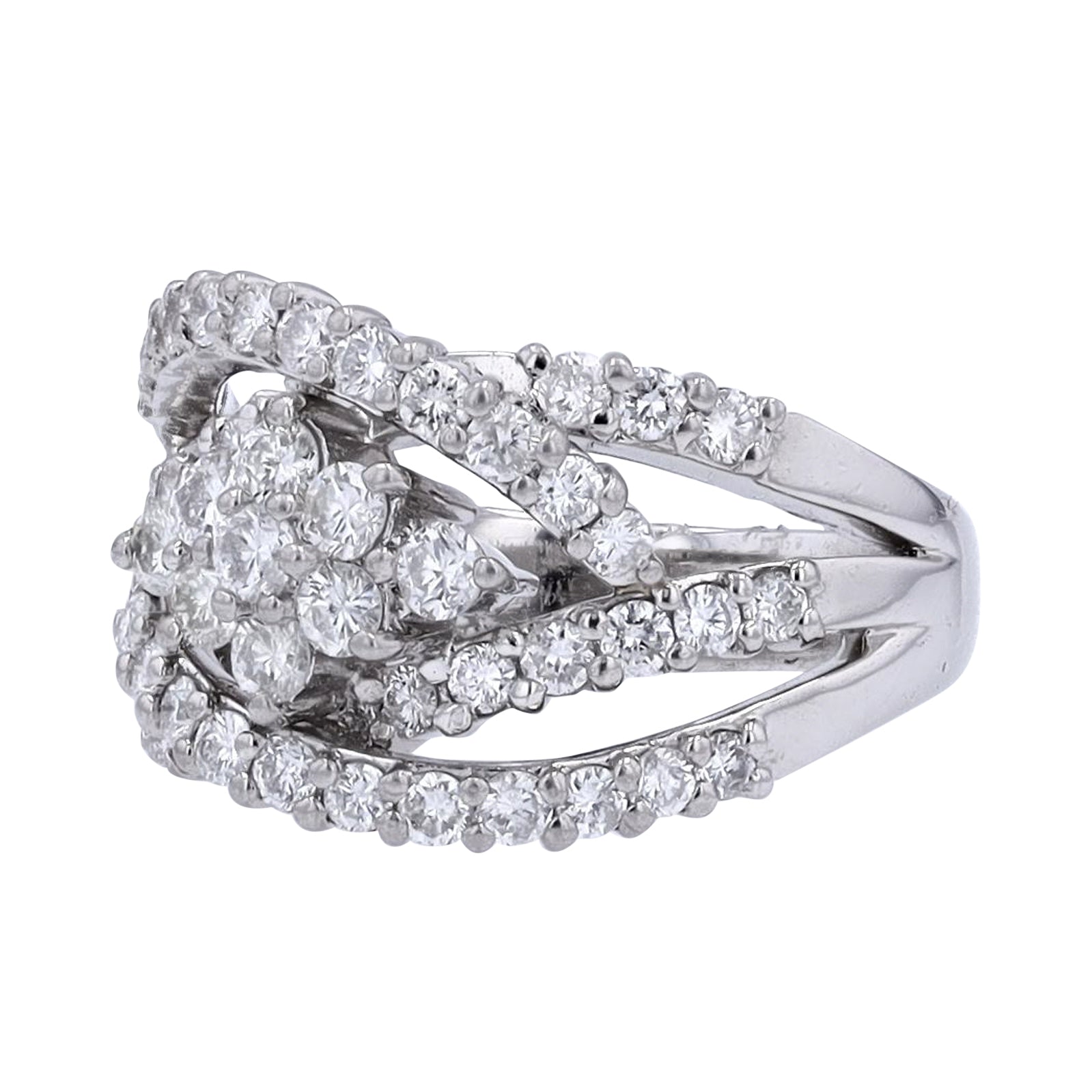 PT900 1.27 CTW Diamond Crossover Ring