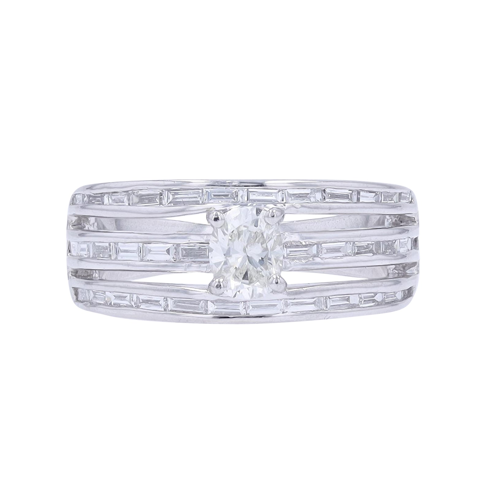PT900 0.43 CTR Oval Diamond Ring