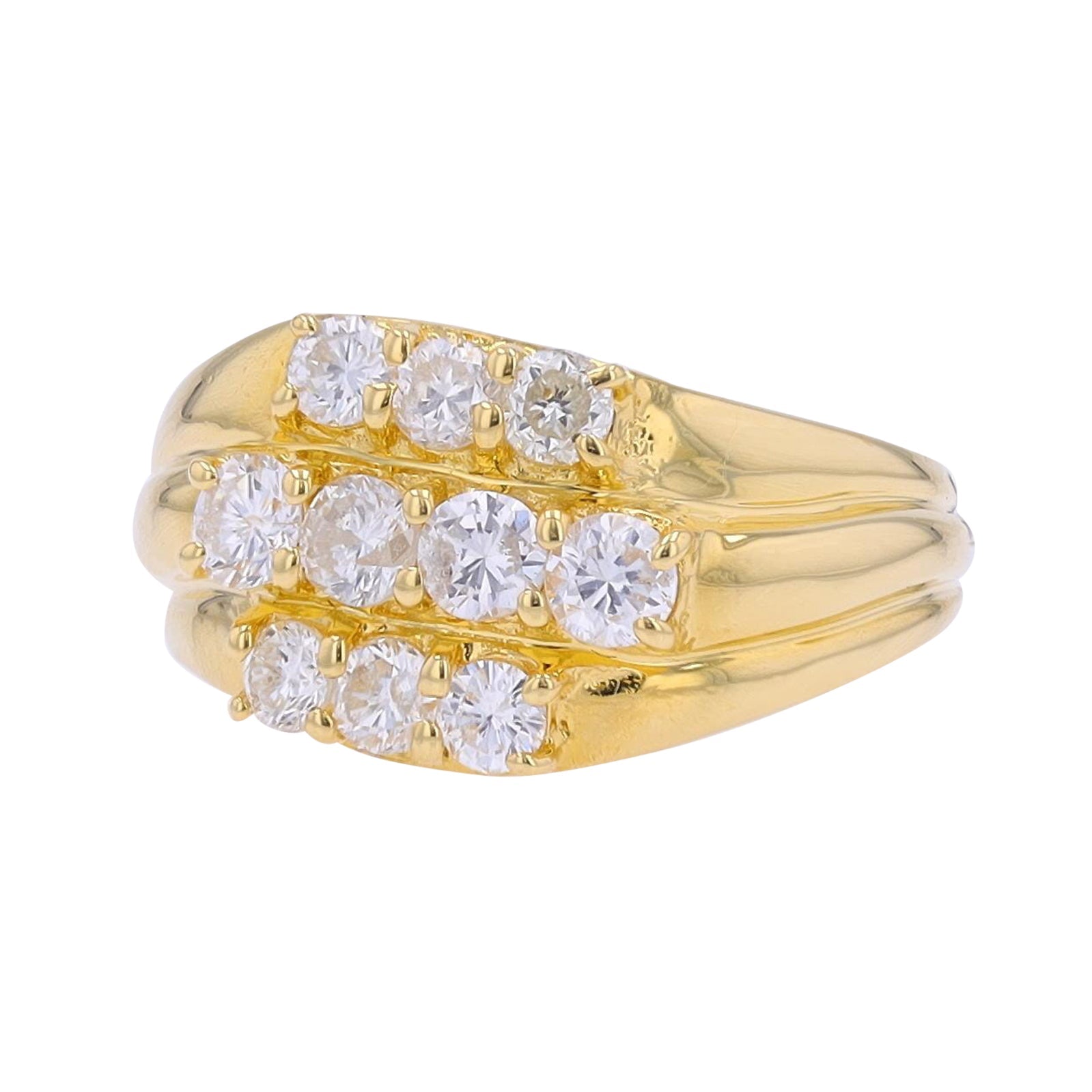 18K YG 1.10 CT Three Row Diamond Ring<p><strong>$679</p></strong>