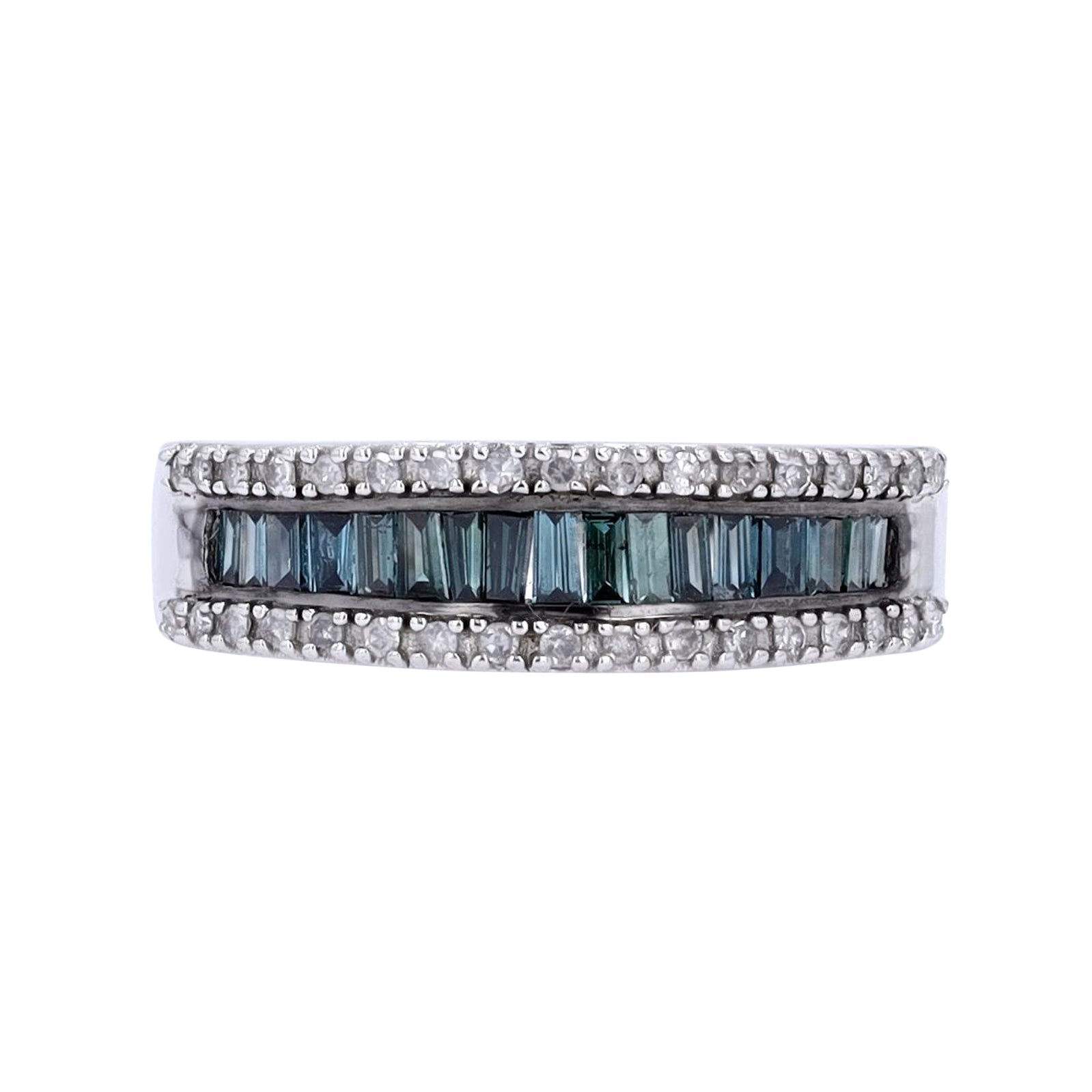 10K WG Treated Blue & White Diamond Ring