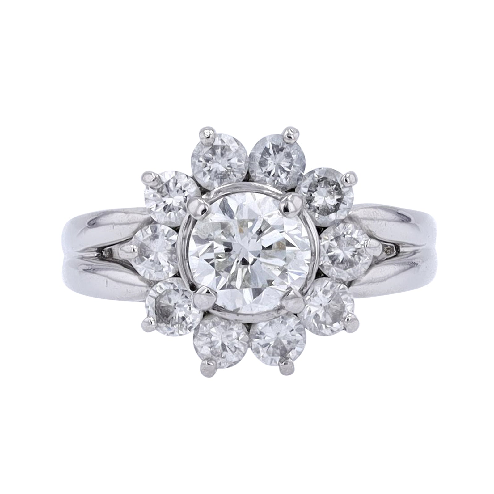 PT900 Diamond Halo Engagement Ring