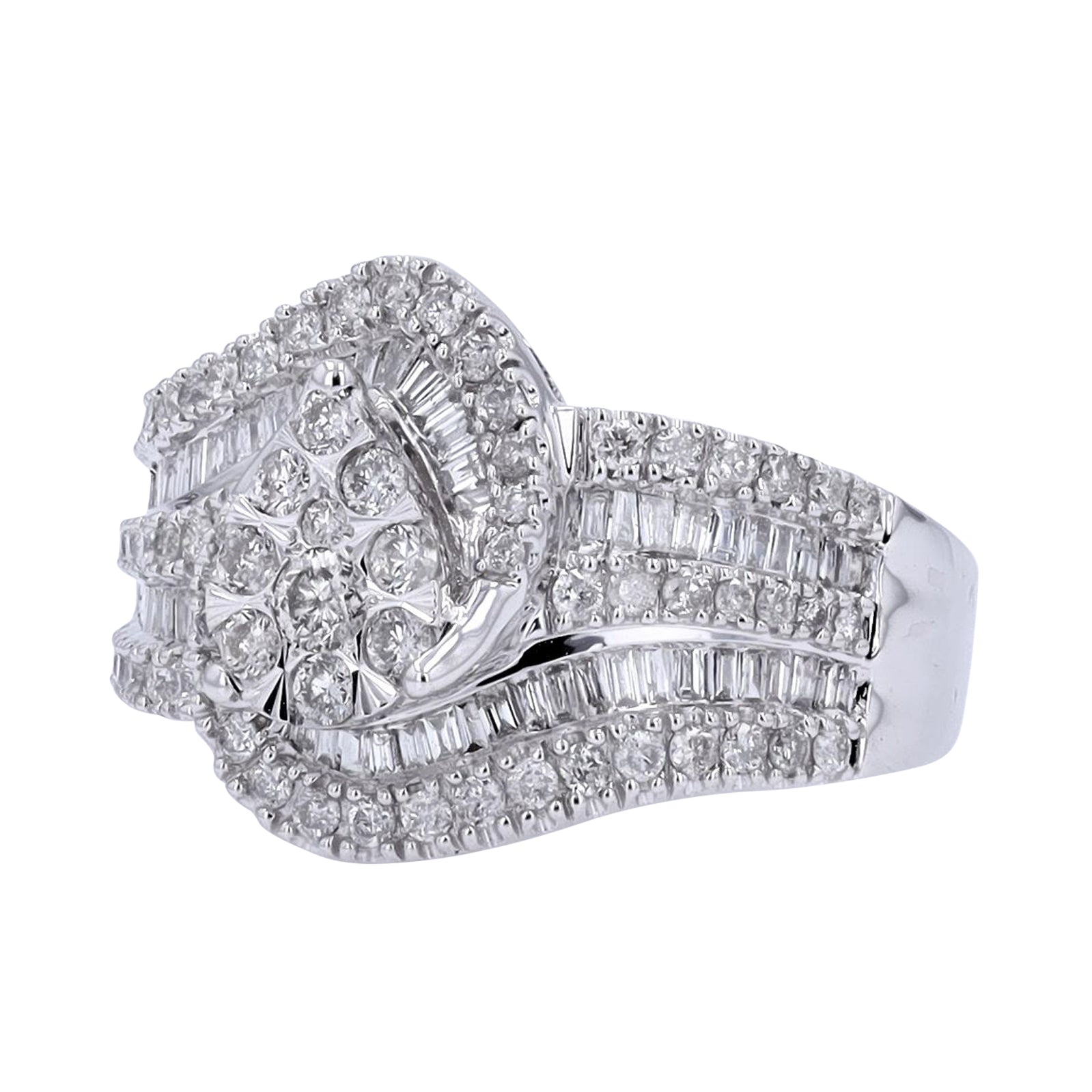10K WG 1 CT Diamond Cocktail Ring