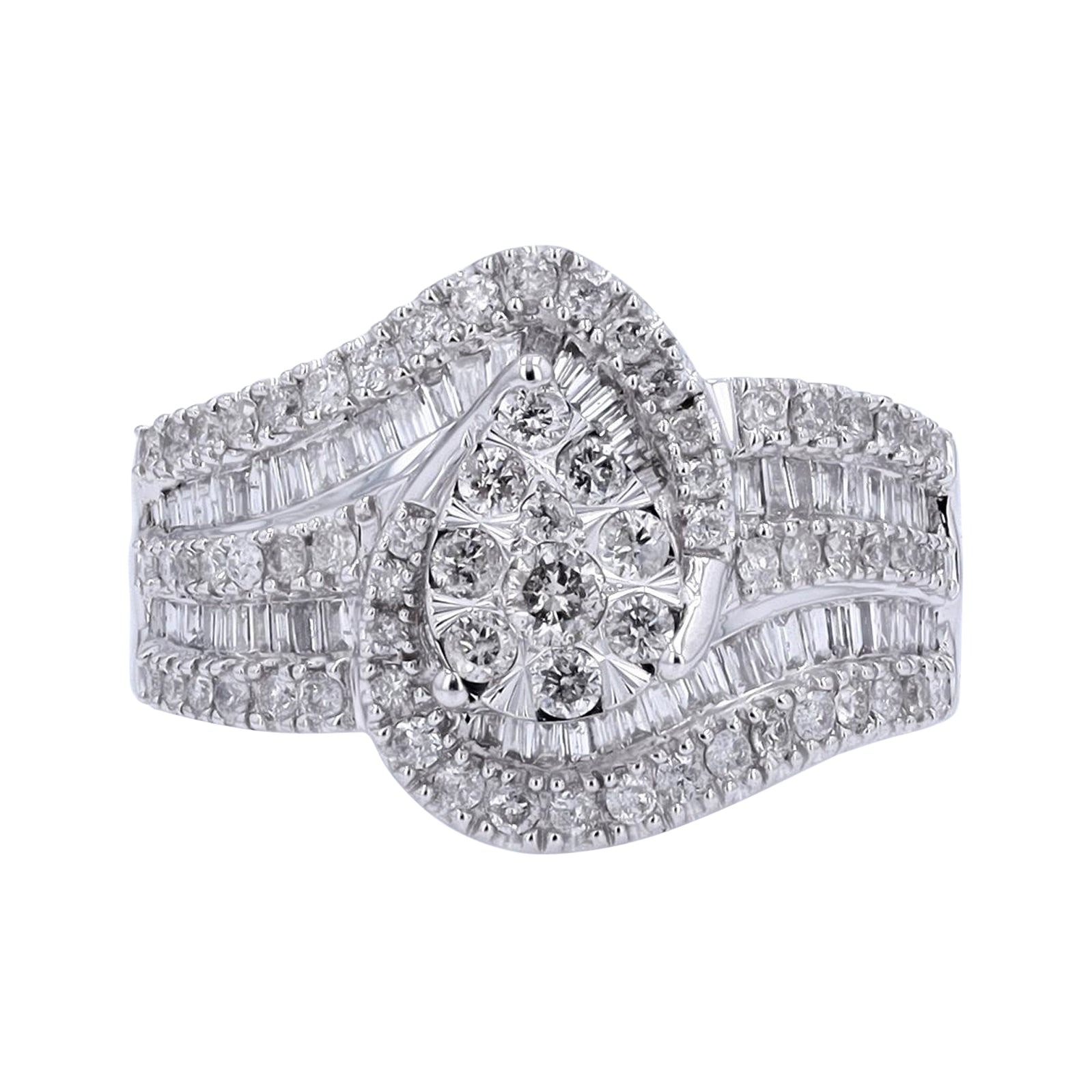 10K WG 1 CT Diamond Cocktail Ring
