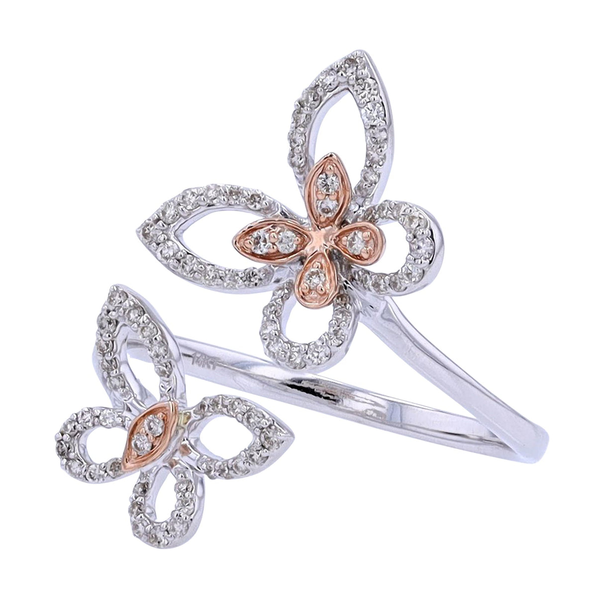 14K TT Butterfly Cuff Ring