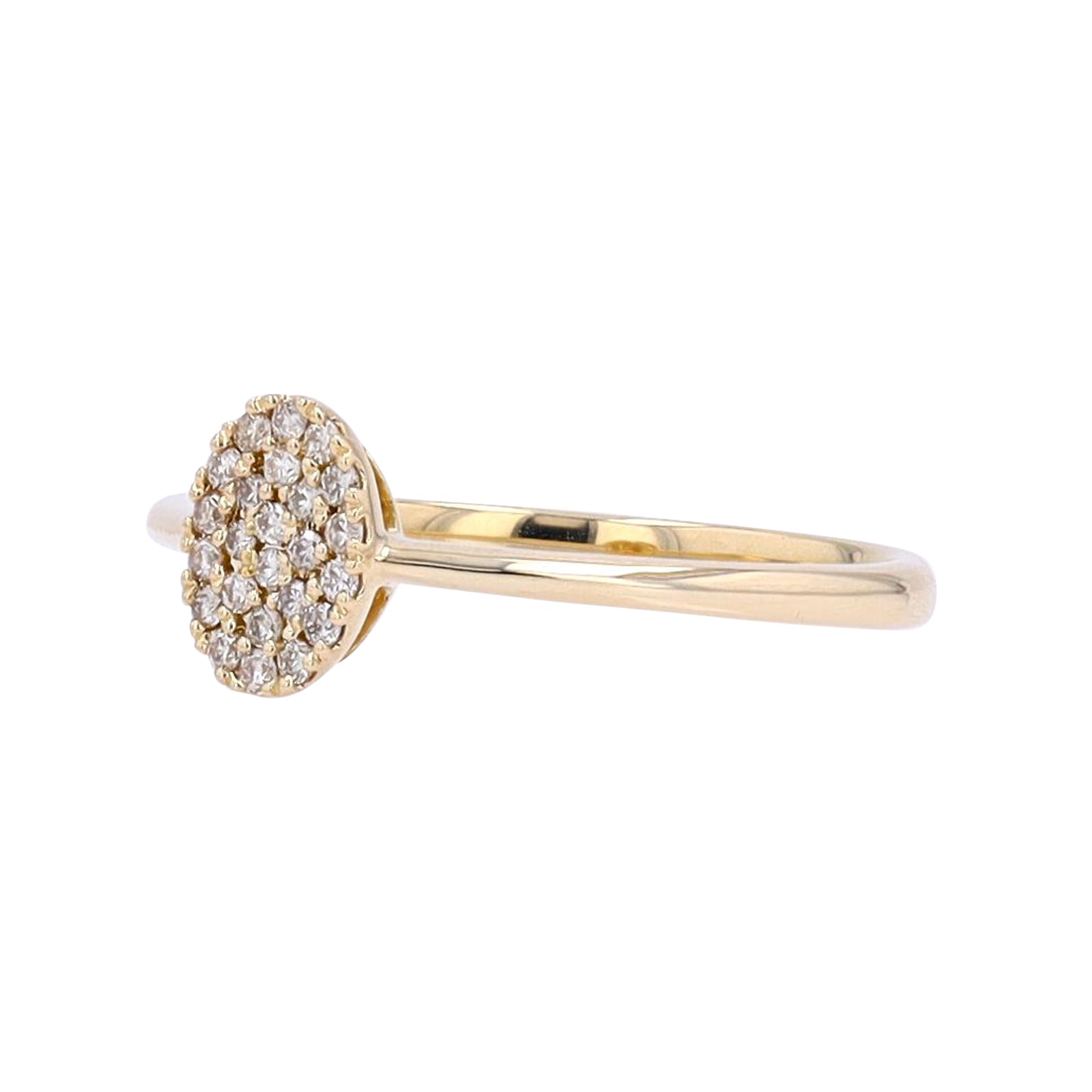 14K YG Diamond Cluster Oval Ring