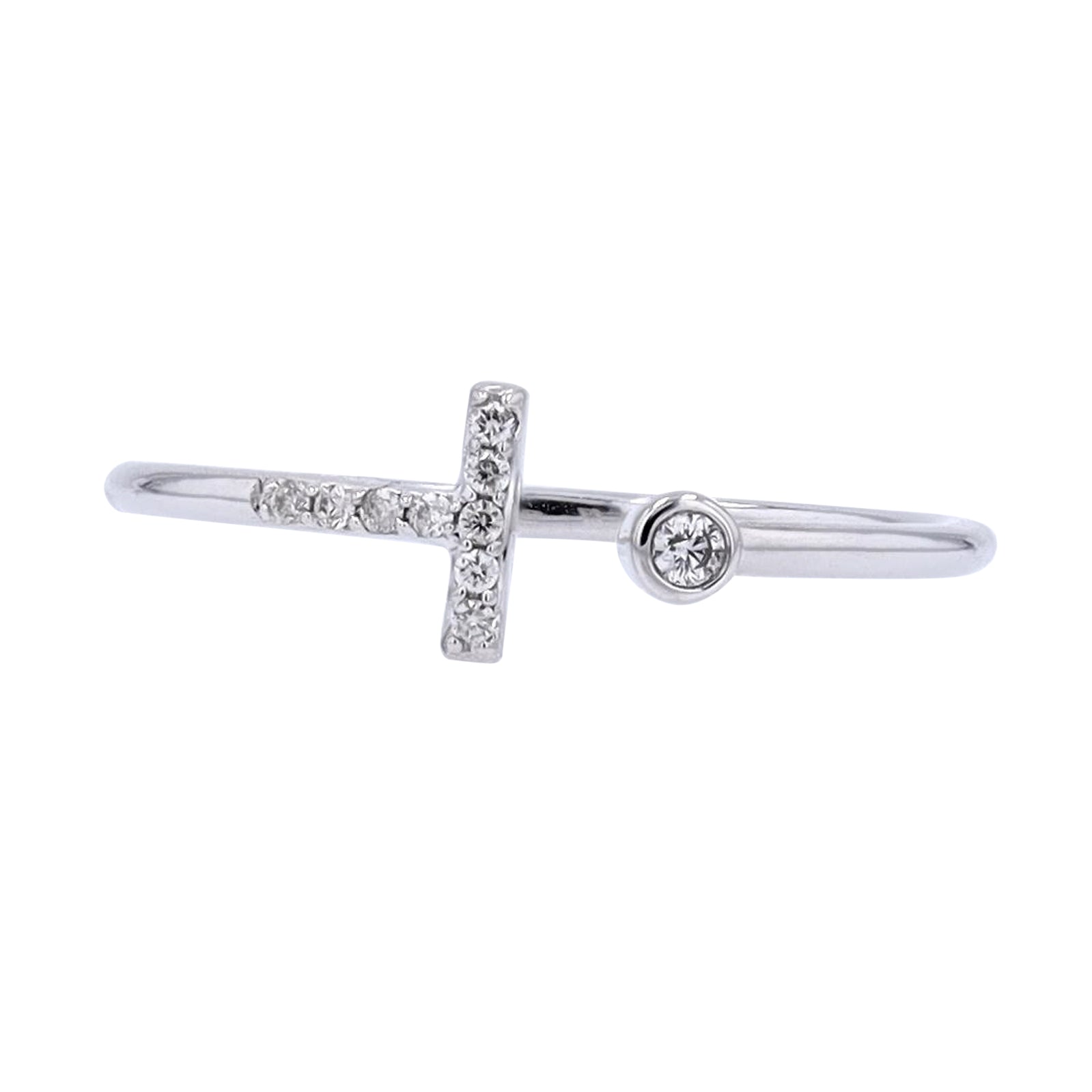 10K WG Diamond Bar Cuff Ring