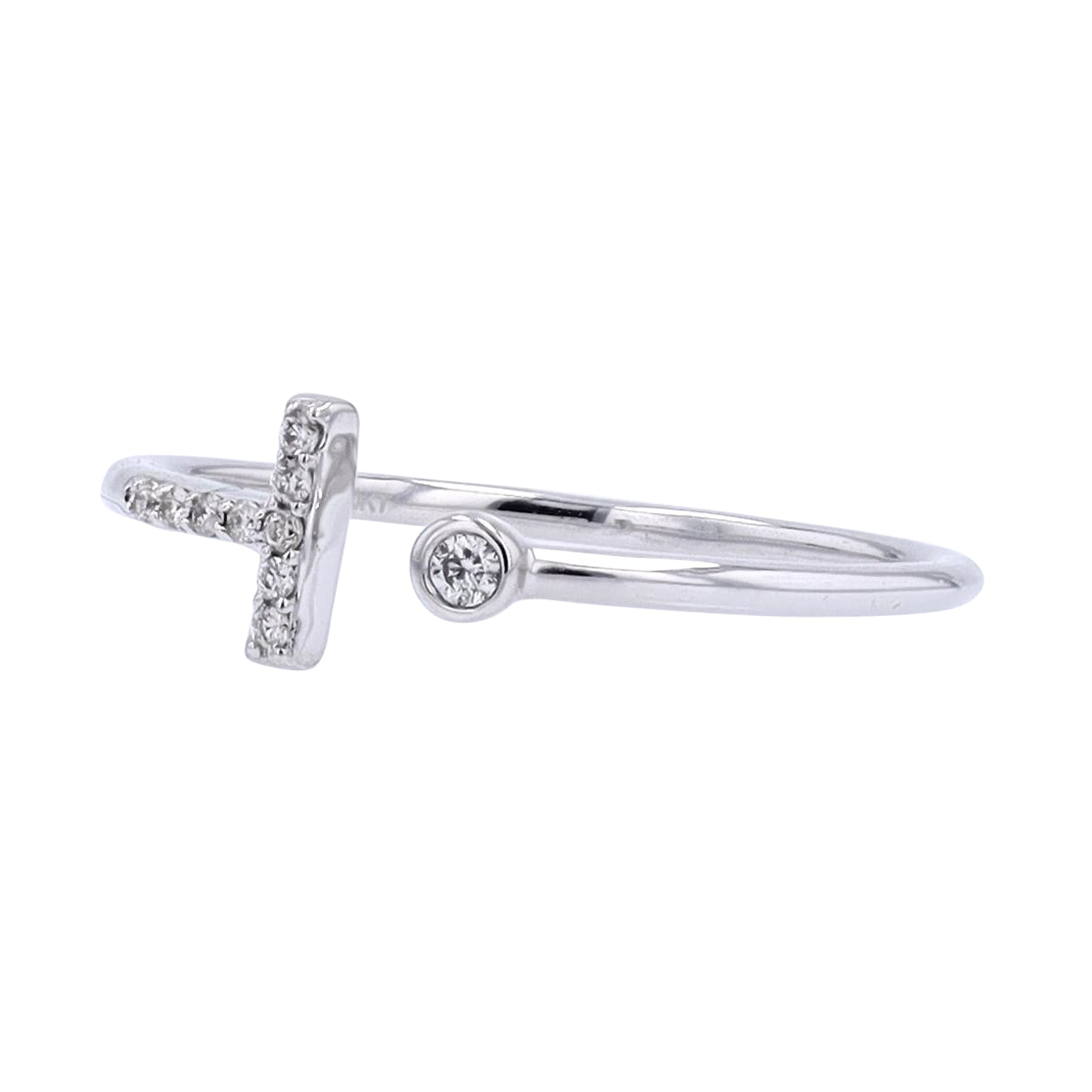 10K WG Diamond Bar Cuff Ring