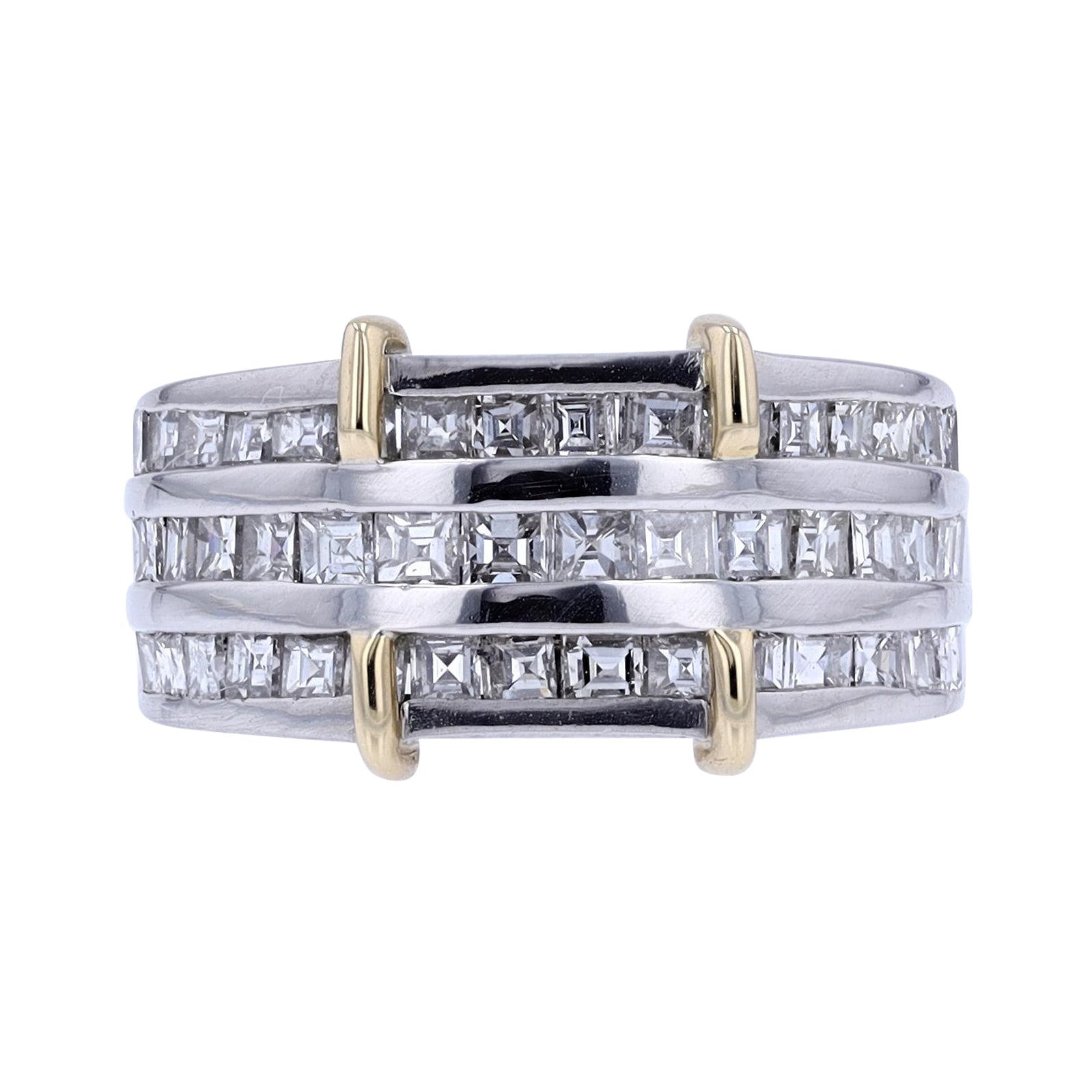 PT900 / 18K YG 1.40 CT Multi-Row Diamond Band