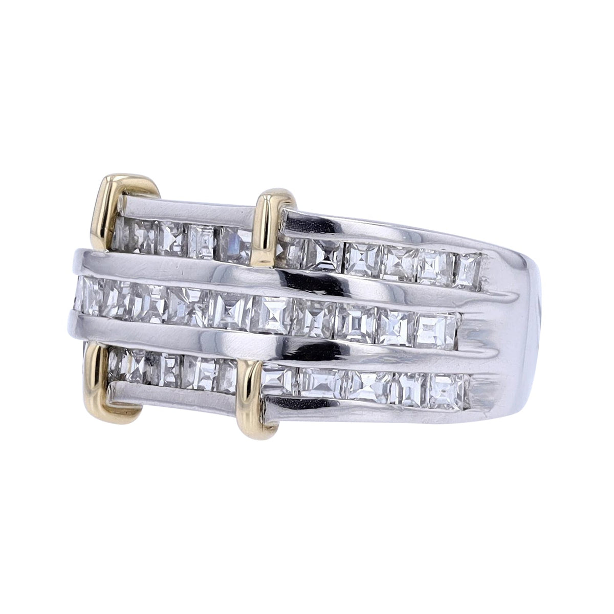PT900 / 18K YG 1.40 CT Multi-Row Diamond Band