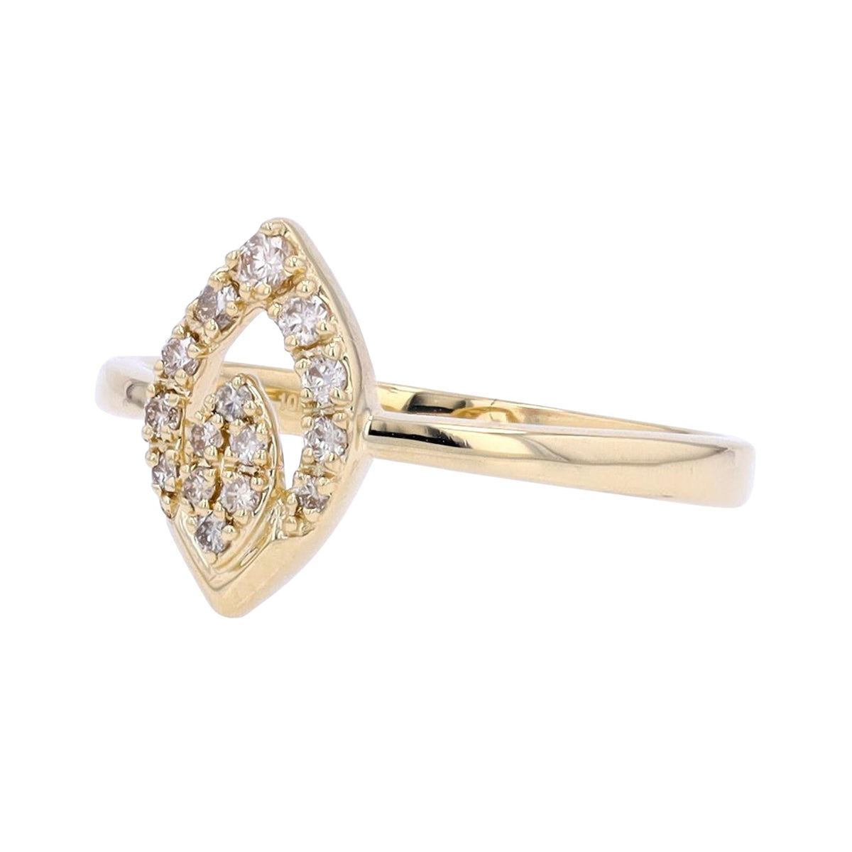 10K YG Diamond Marquise Shaped Ring