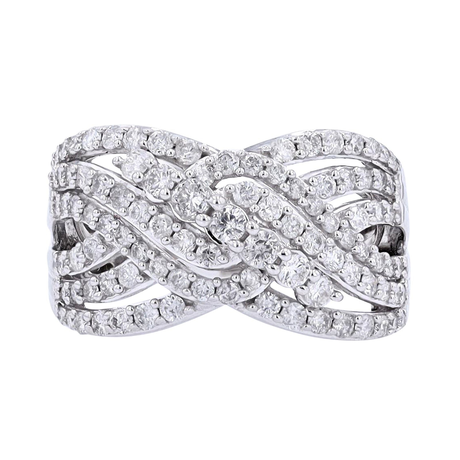 10K WG 1 CTW Diamond Crossover Ring