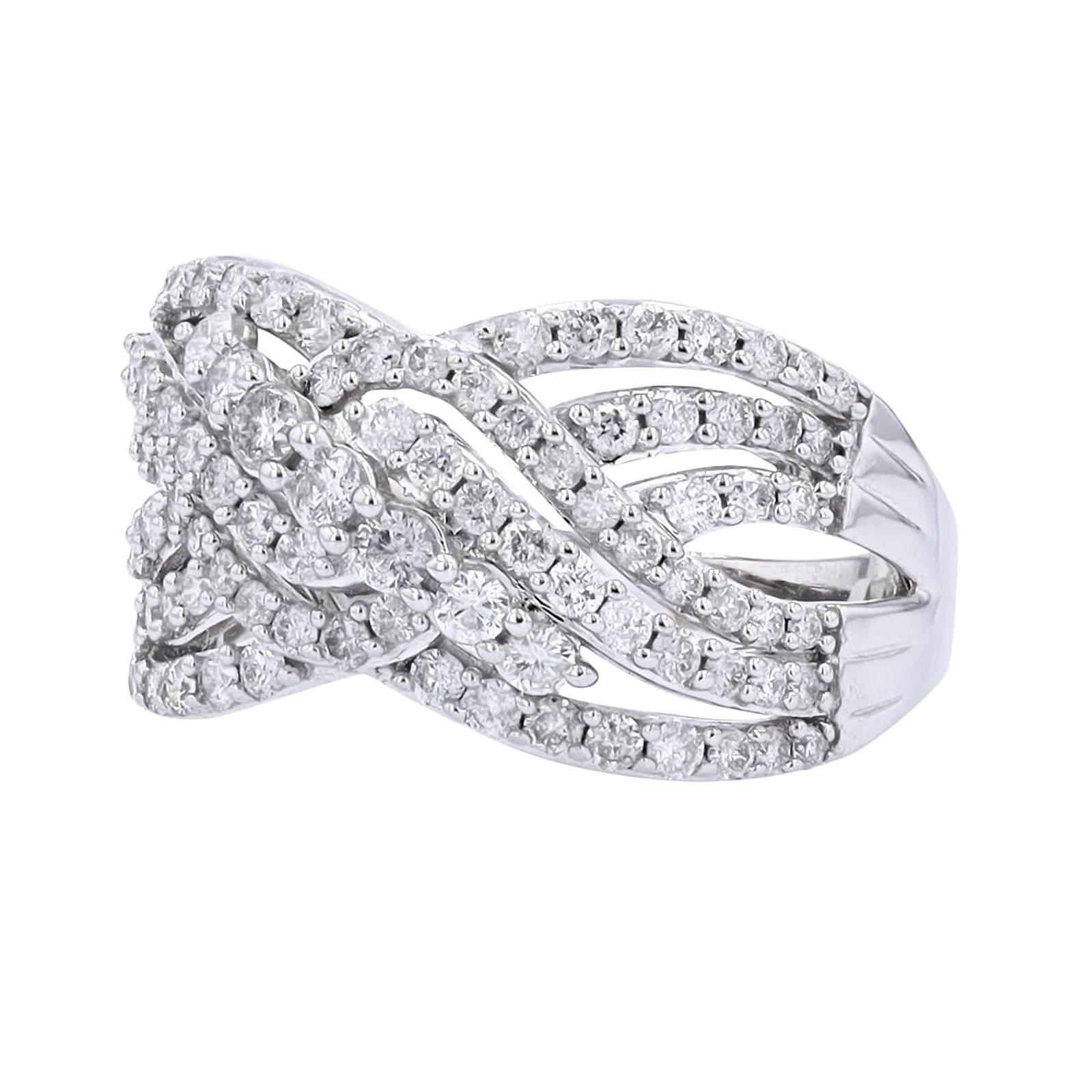 10K WG 1 CTW Diamond Crossover Ring