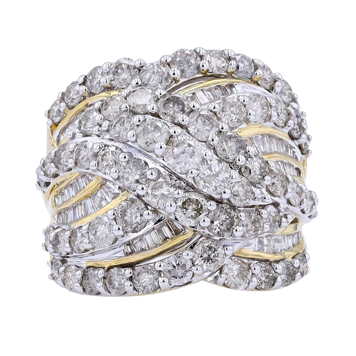 10K YG 4 CTW Diamond Crossover Ring