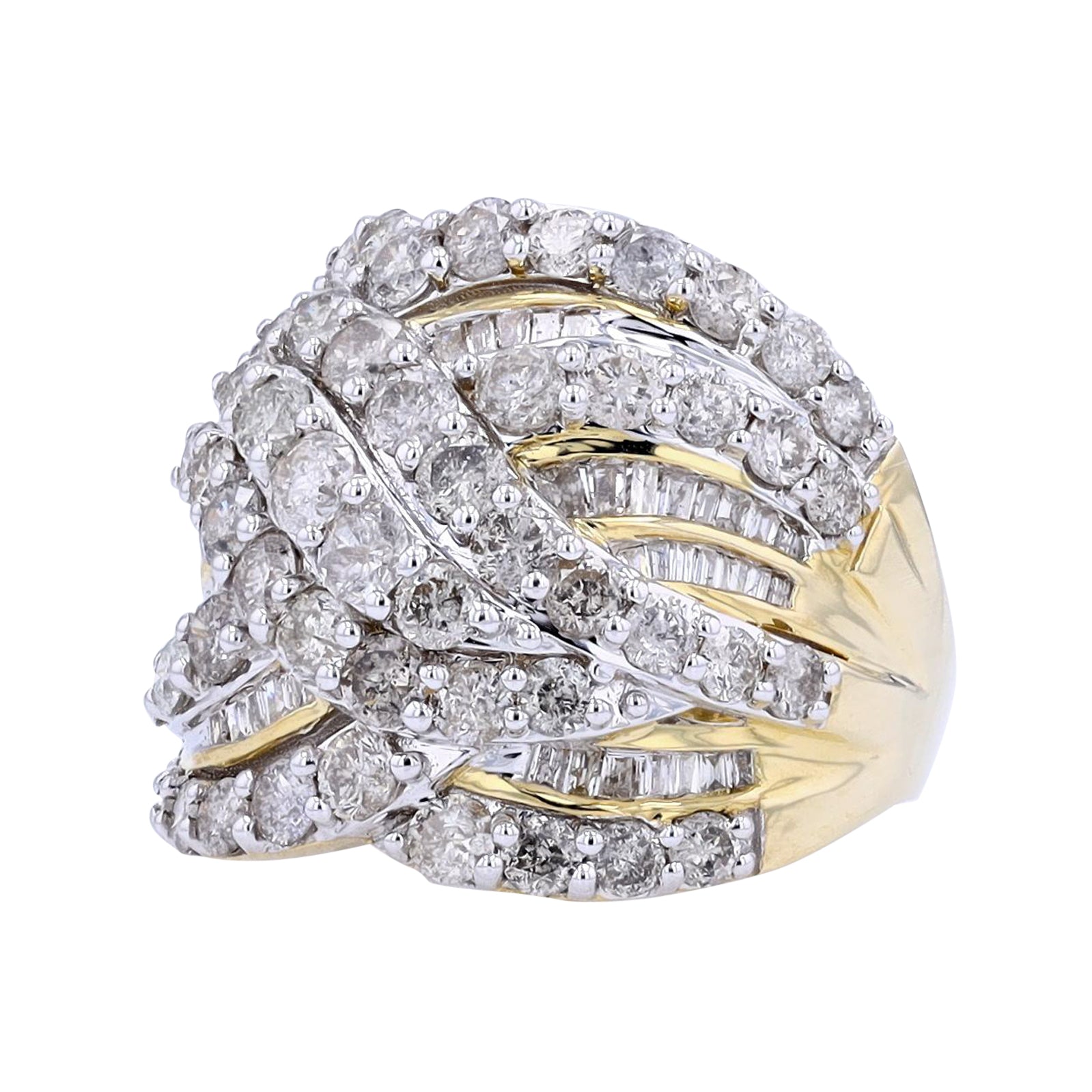10K YG 4 CTW Diamond Crossover Ring