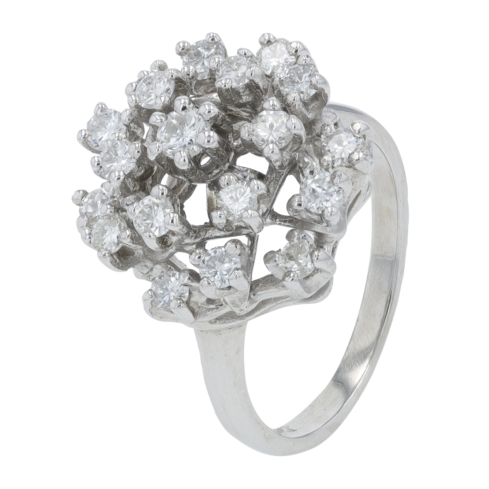 14K WG 1 CT Diamond Cluster Ring