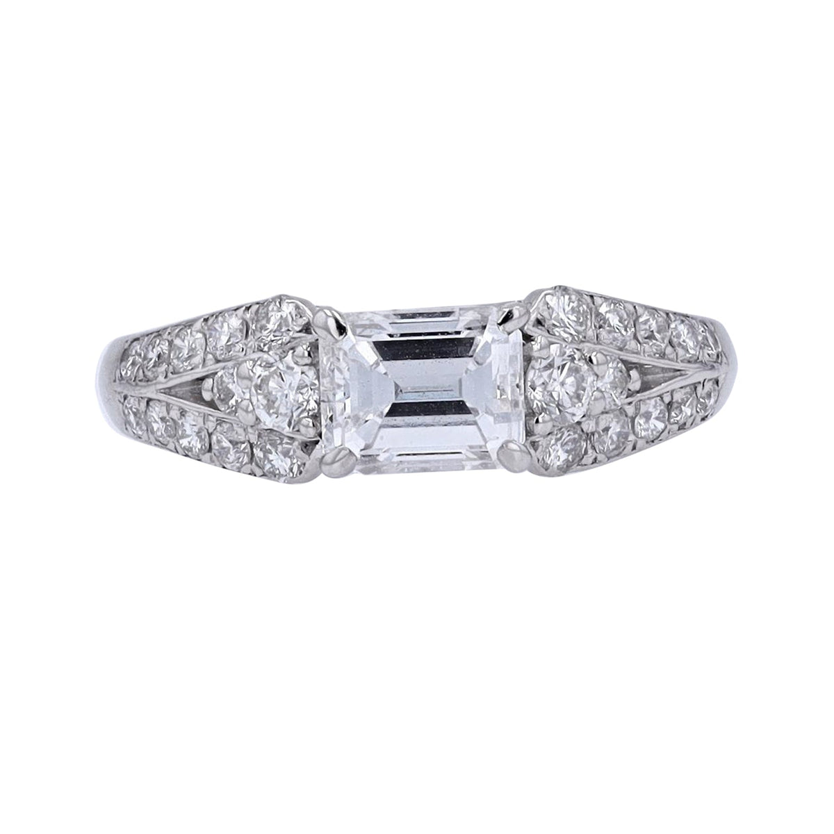 PT900 1/2 CT Center Emerald Cut Engagement Ring