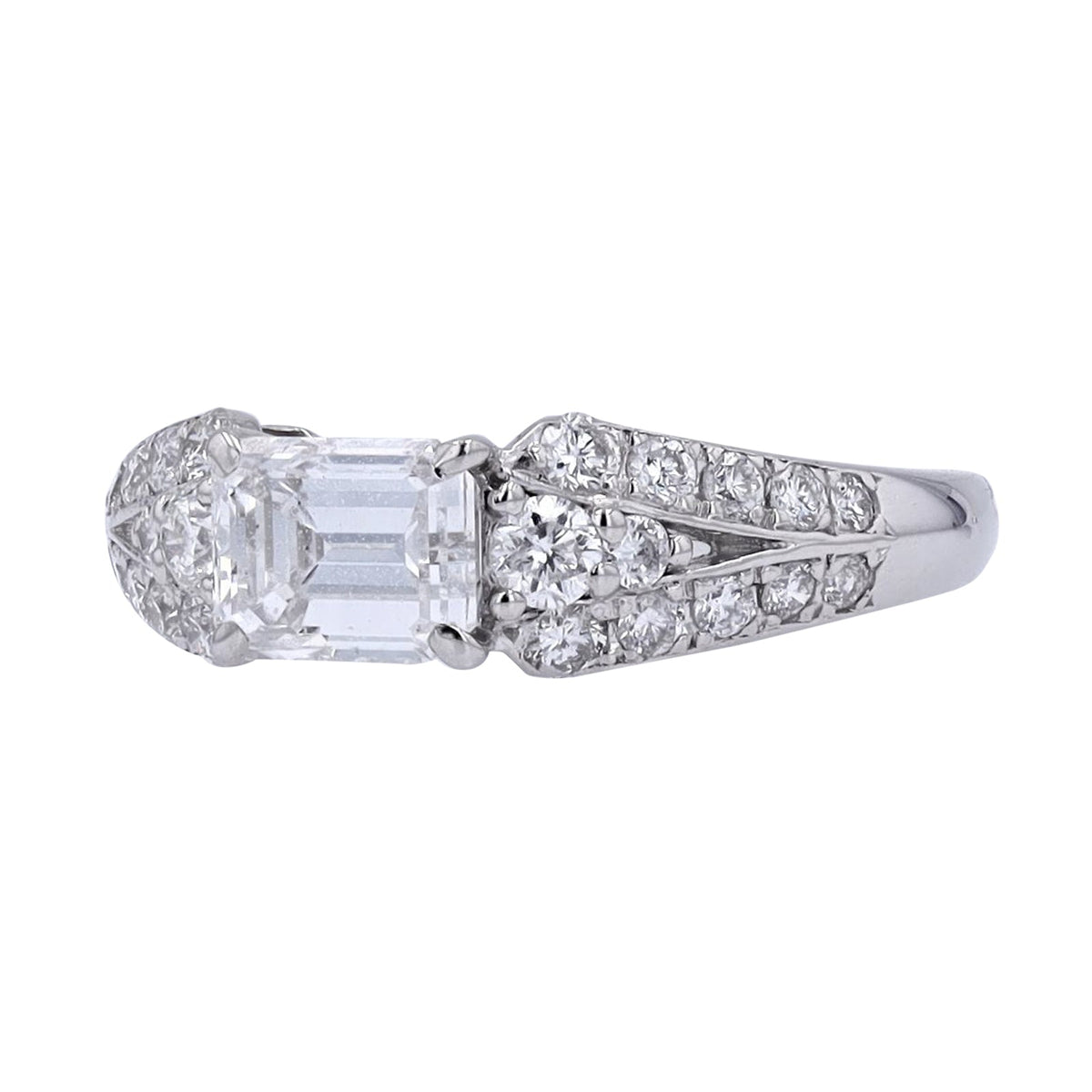 PT900 1/2 CT Center Emerald Cut Engagement Ring