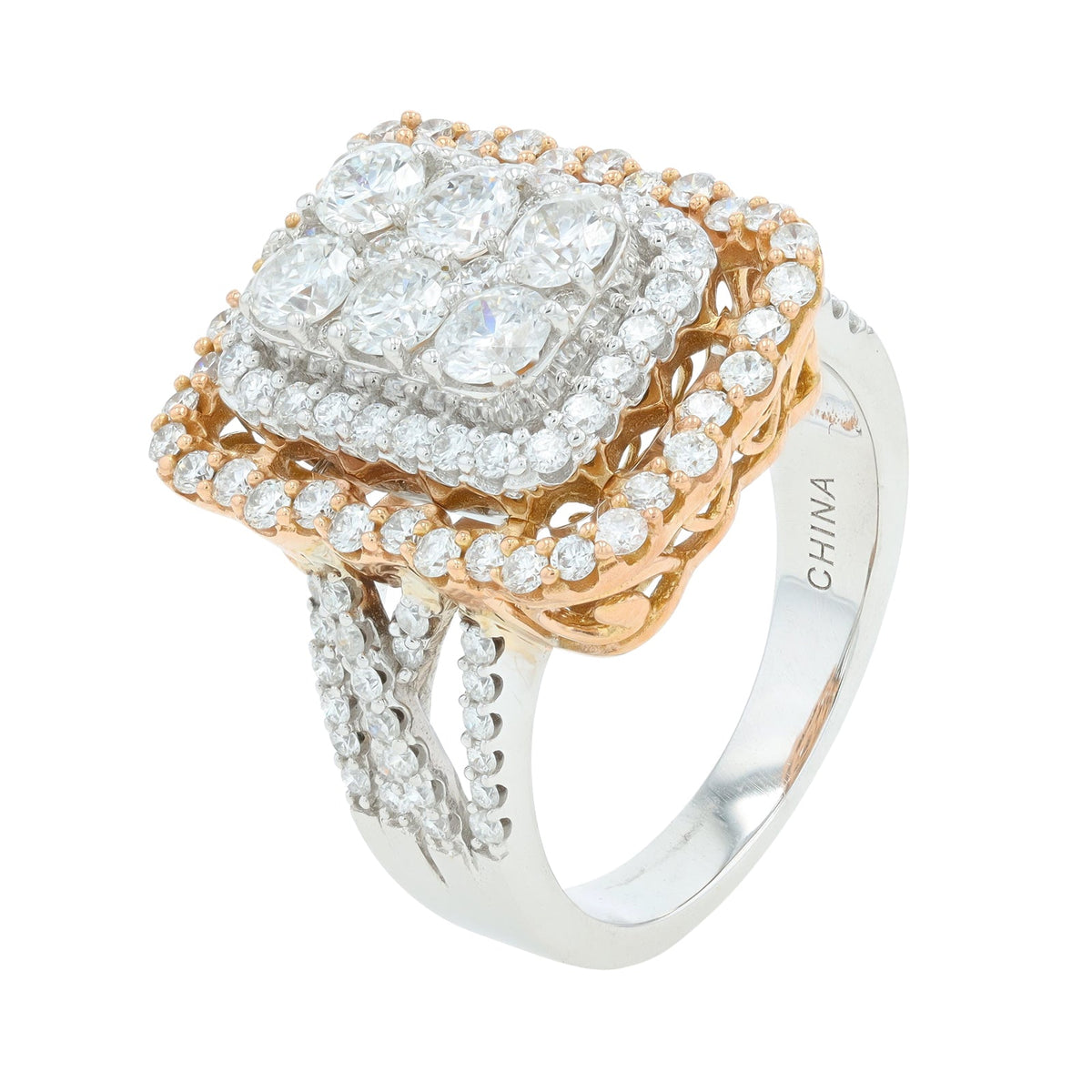 14K TT 2 CT Diamond Ring