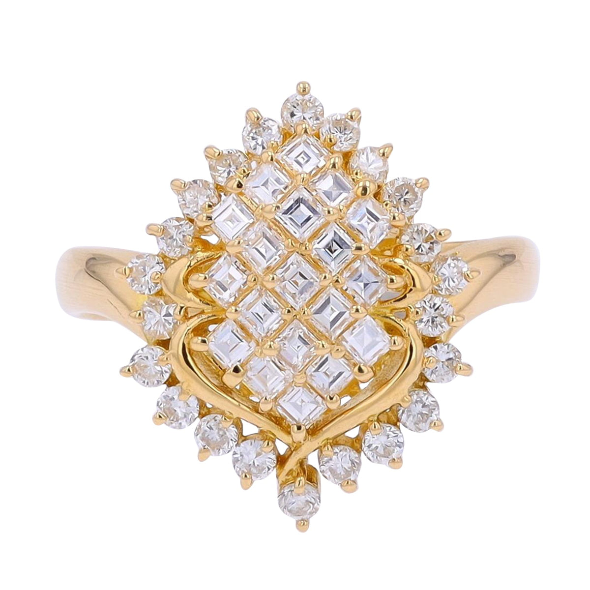 18K YG 1.01 CT Diamond Cluster Ring