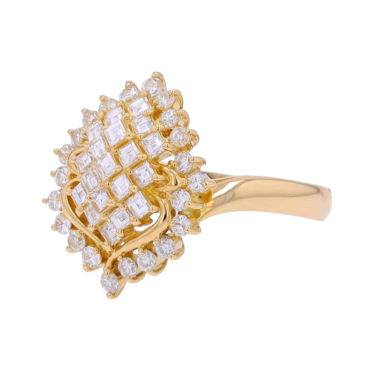 18K YG 1.01 CT Diamond Cluster Ring