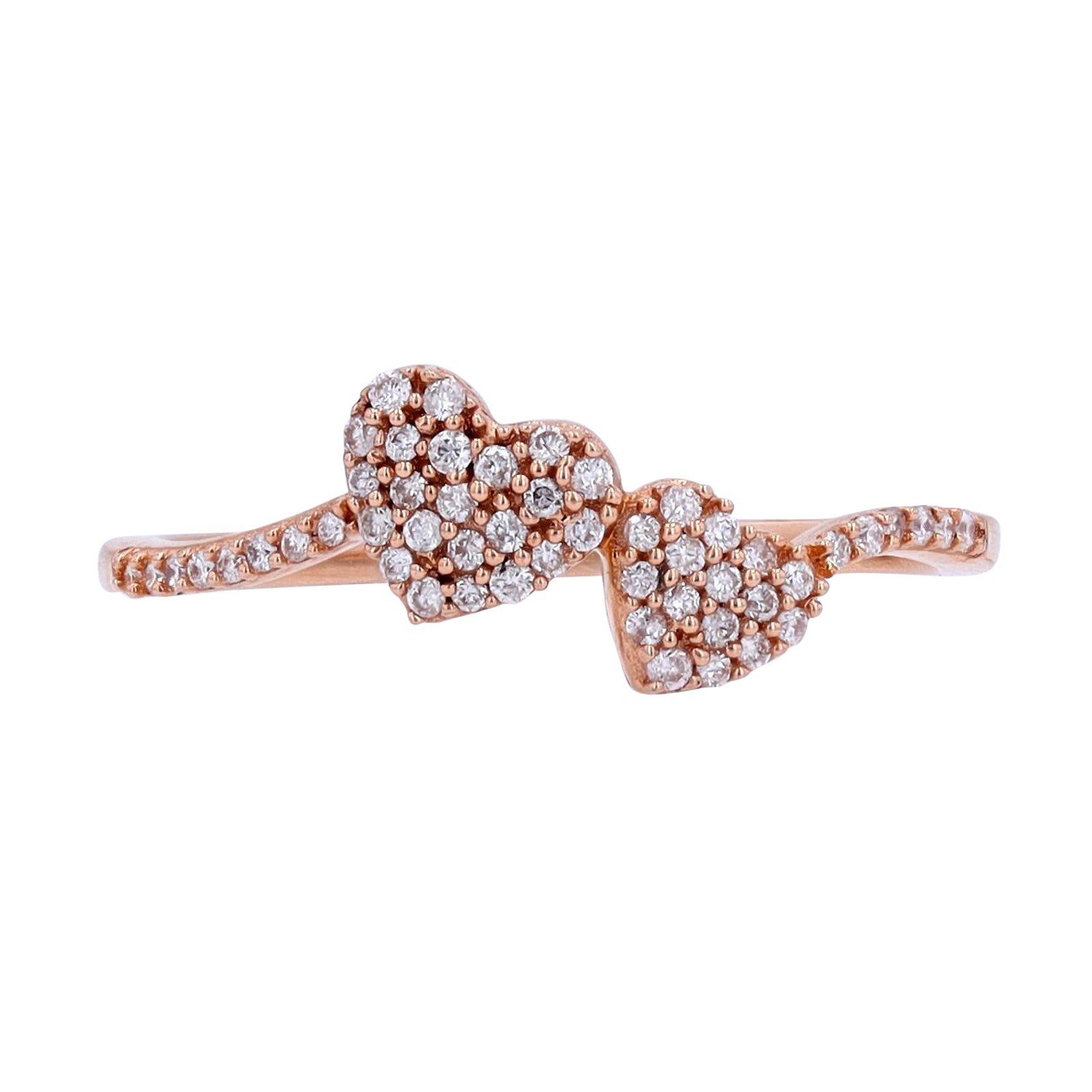 10K RG Diamond Hearts Ring