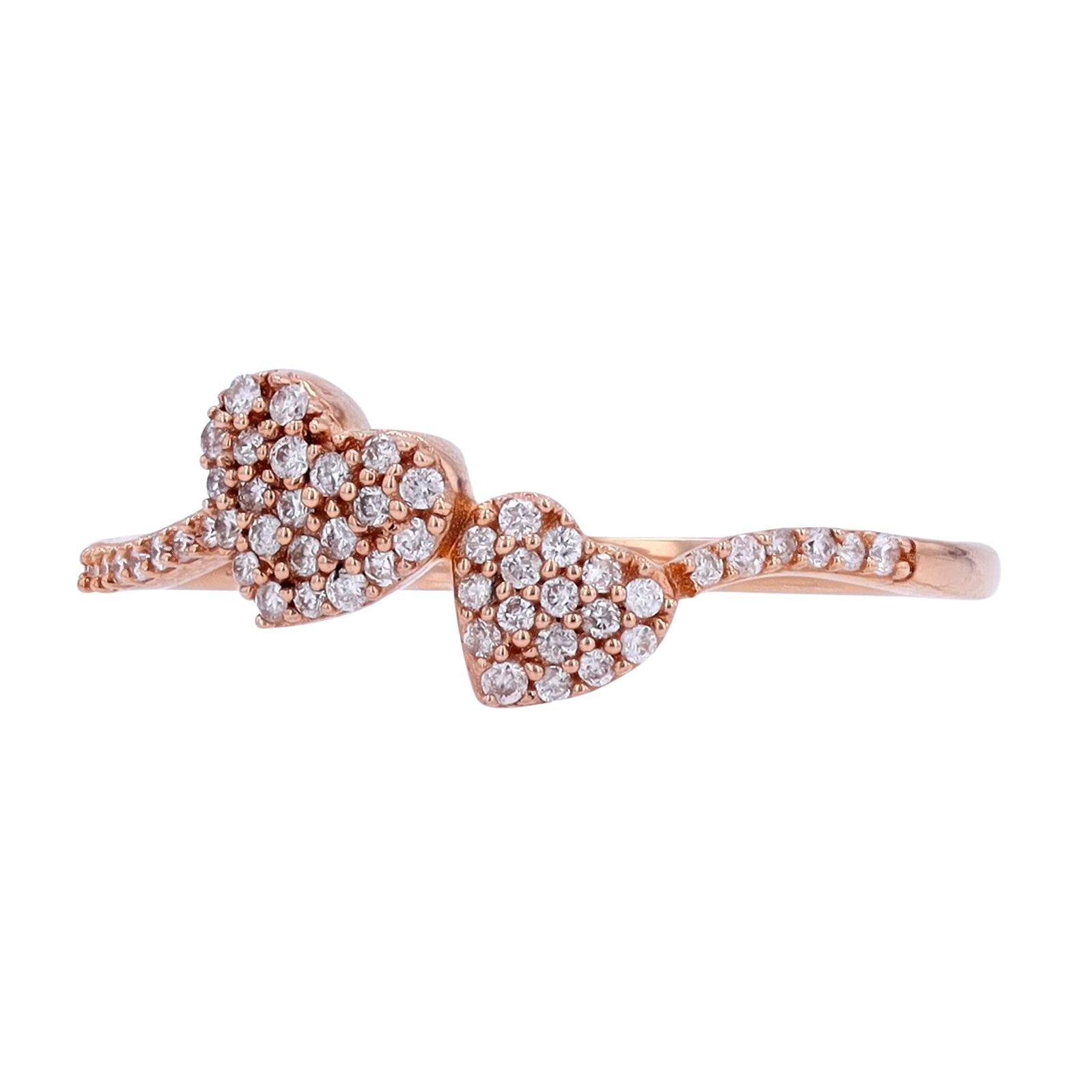 10K RG Diamond Hearts Ring