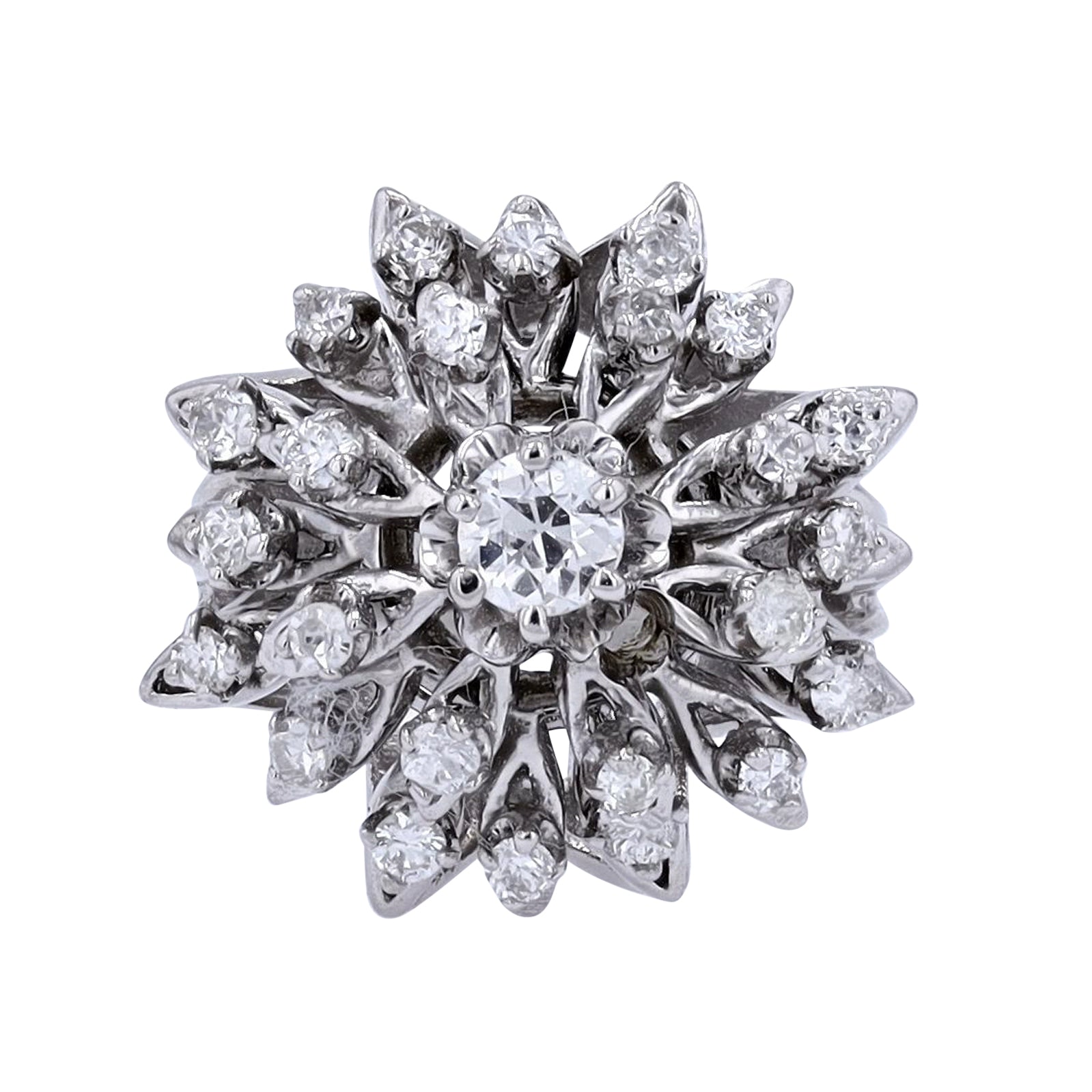 14K WG 0.78 CT Diamond Cluster Ring