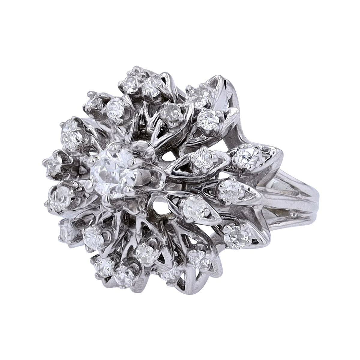 14K WG 0.78 CT Diamond Cluster Ring