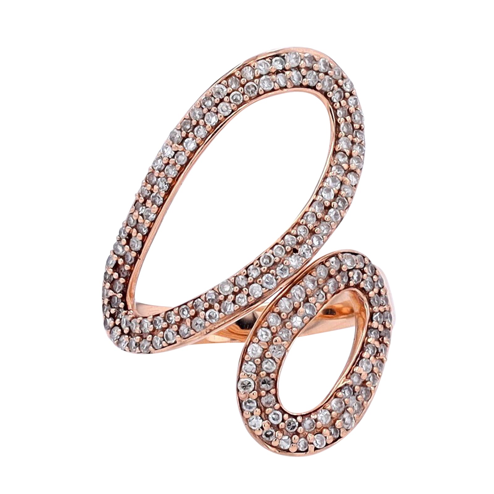 10K RG 1/2 CTW Diamond Asymmetrical  Bypass Ring