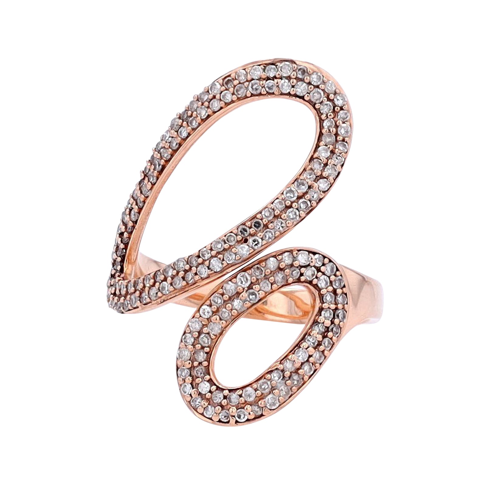 10K RG 1/2 CTW Diamond Asymmetrical  Bypass Ring