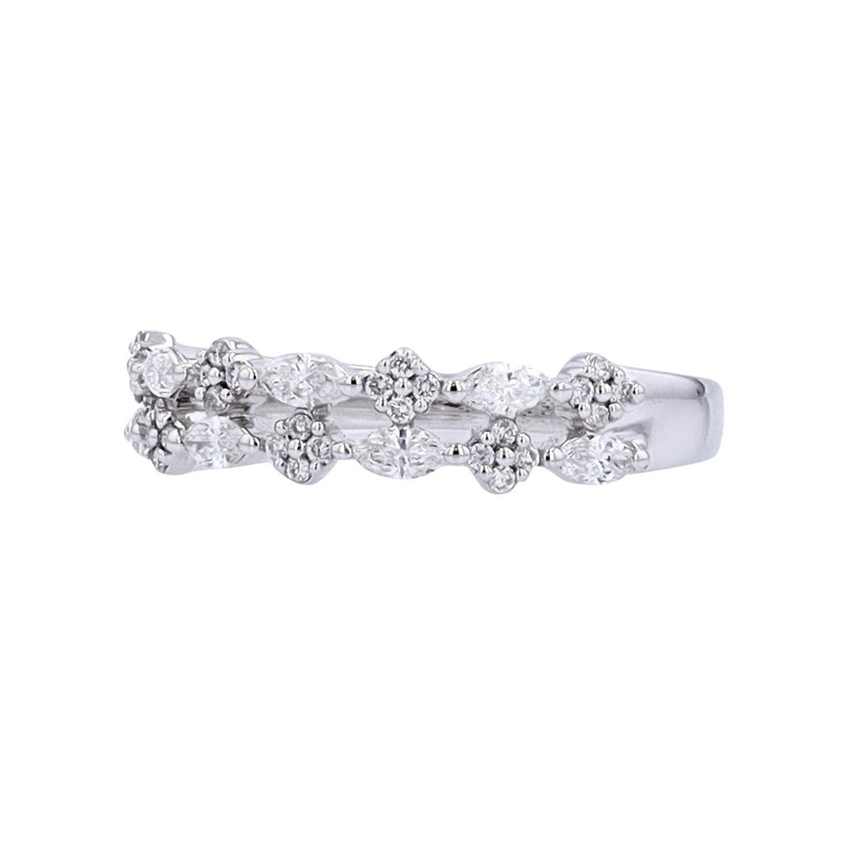 14K WG Two Row Diamond Wedding Band