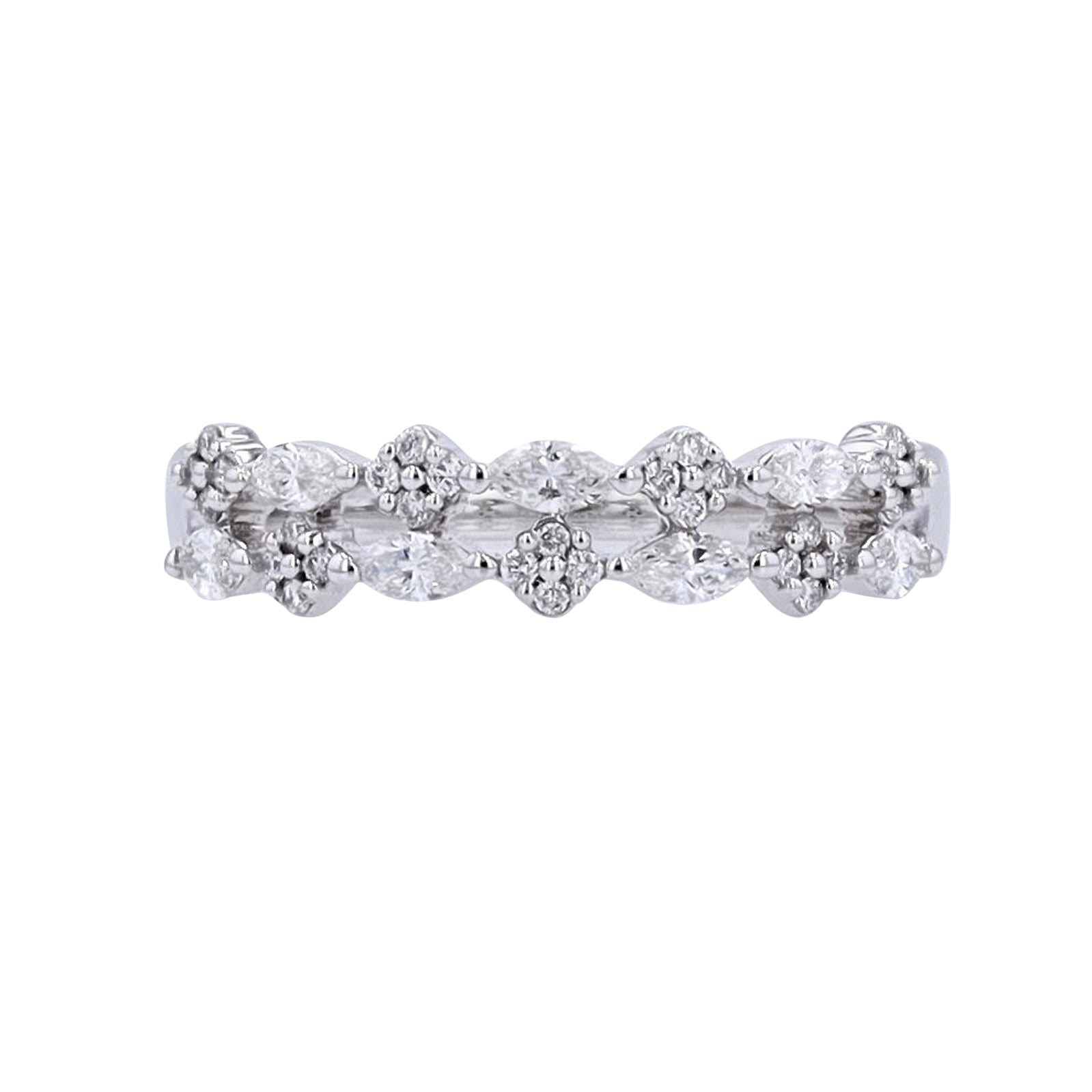 14K WG Two Row Diamond Wedding Band
