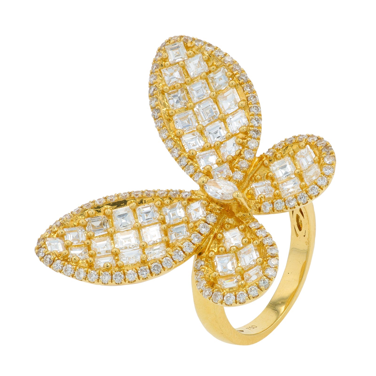 18K YG 3.85 CT Diamond Butterfly Ring