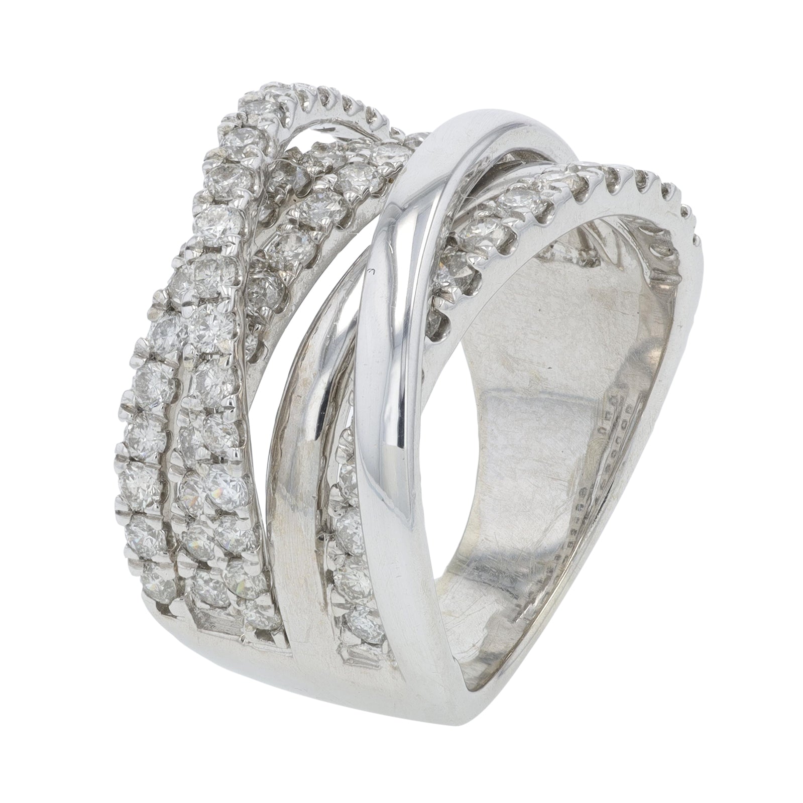 14K WG 1.50 CT Diamond Crossover Ring