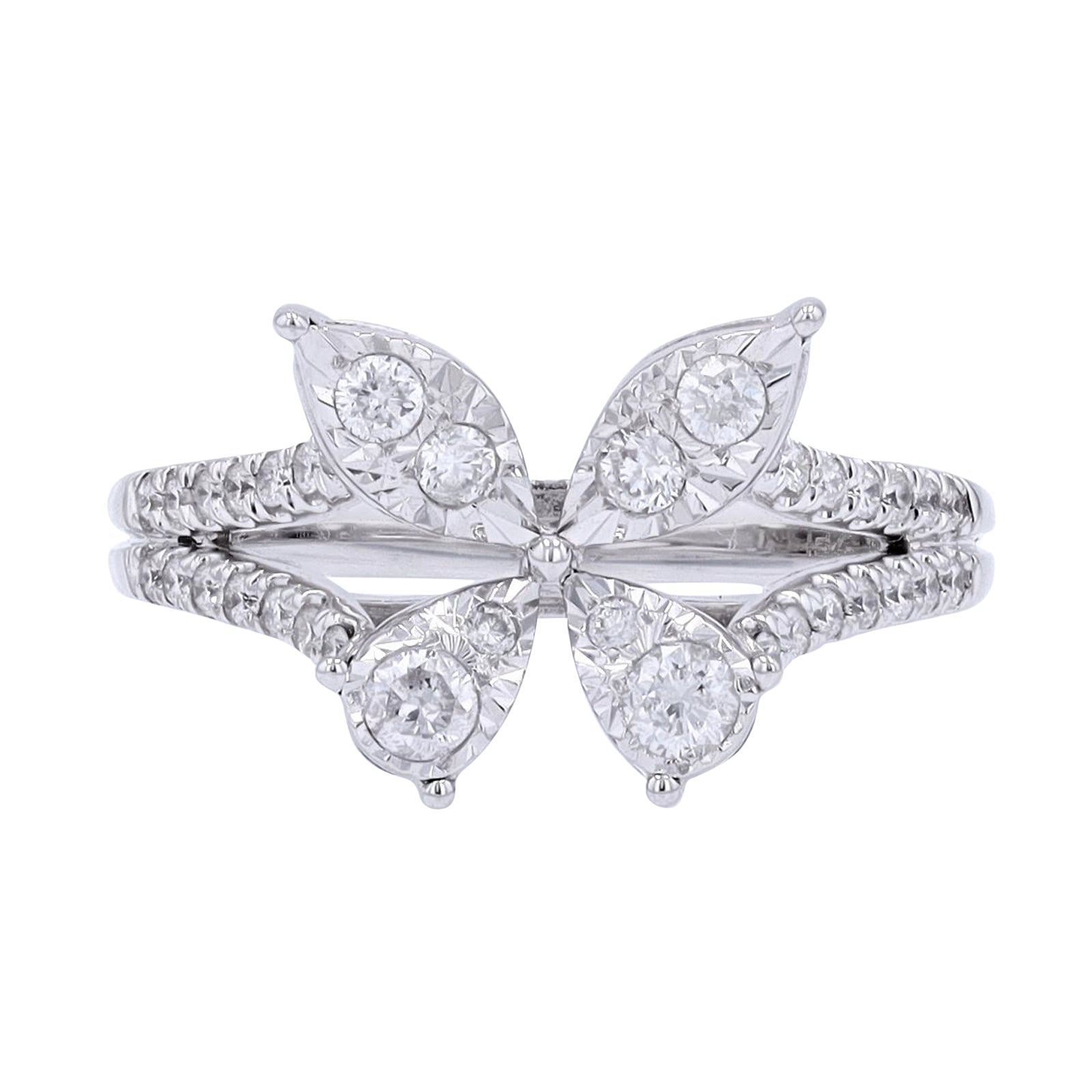 10K WG 1/2 CTW Diamond Butterfly Ring
